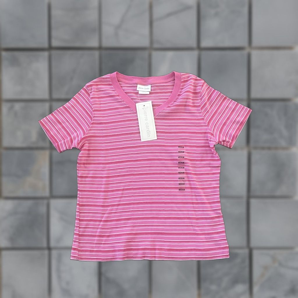 Pierre Cardin VINTAGE BNWT Pierre Cardin T-Shirt Pink V-Neck Women Medium Size M / US 6-8 / IT 42-44 - 1 Thumbnail
