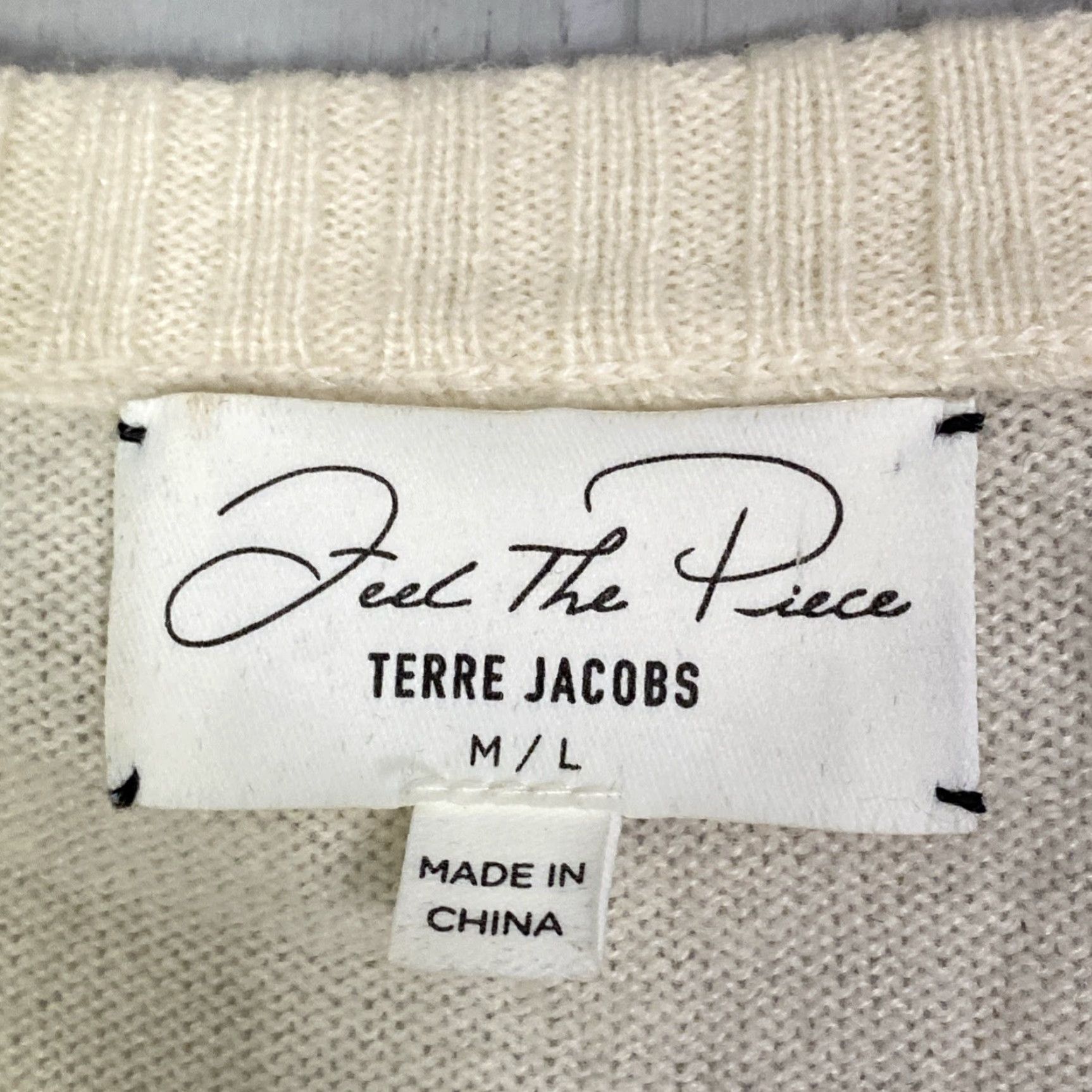 Vintage Womens 100% Cashmere Sweater Front Zip ‘Feel The Piece’ Terre Jacobs M/L Beige Pullover Long Sleeve Winter 20X25 Womens Size M / US 6-8 / IT 42-44 - 7 Thumbnail