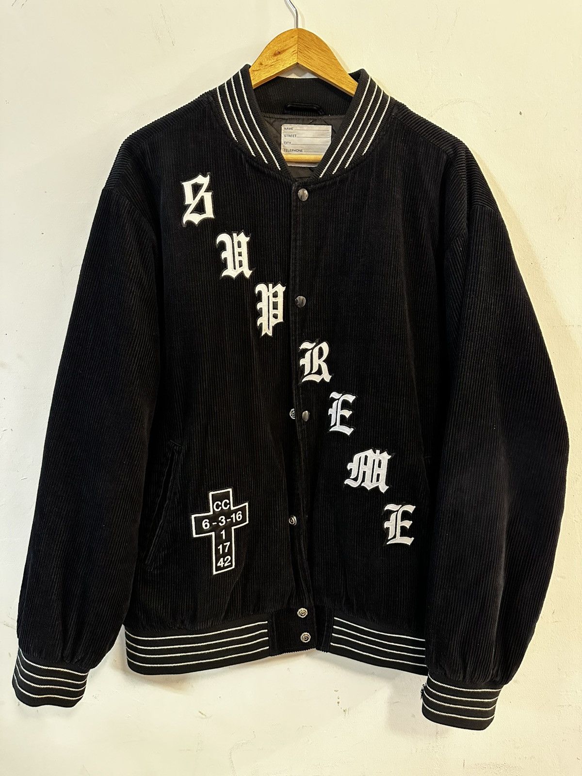 Supreme 18SS Corduroy Varsity Jacket L/黒 - メルカリ