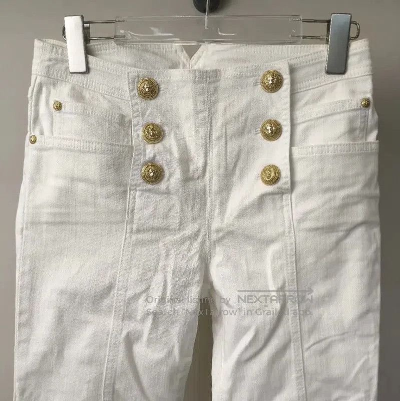Balmain Balmain White Cotton Women's Denim Pants . Size 22" - 3 Thumbnail