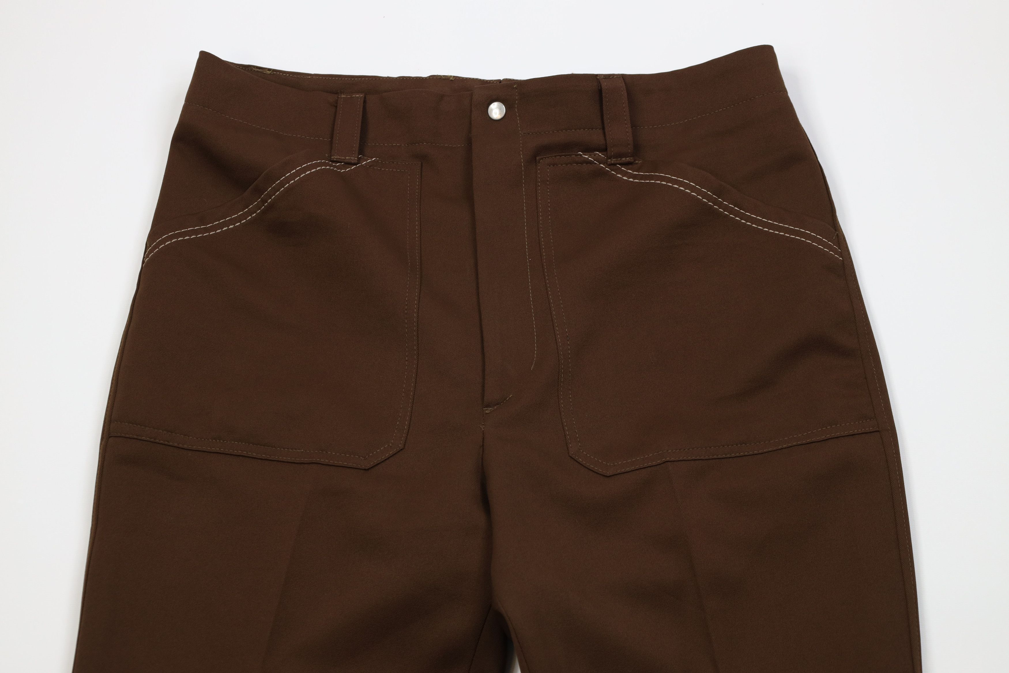 Vintage Vintage 70s Streetwear Flared Wide Leg Chino Pants USA Brown Size US 34 / EU 50 - 2 Thumbnail