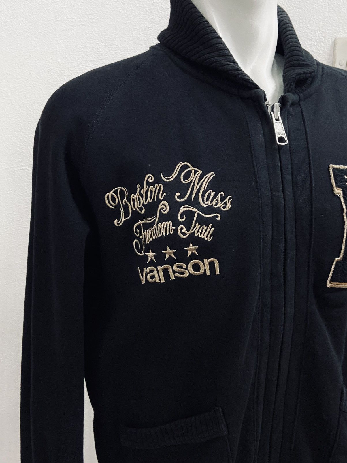 Vanson Leathers VANSON COTTON BOSTON MASS ZIPPER SWEATER Size US XL / EU 56 / 4 - 10 Thumbnail