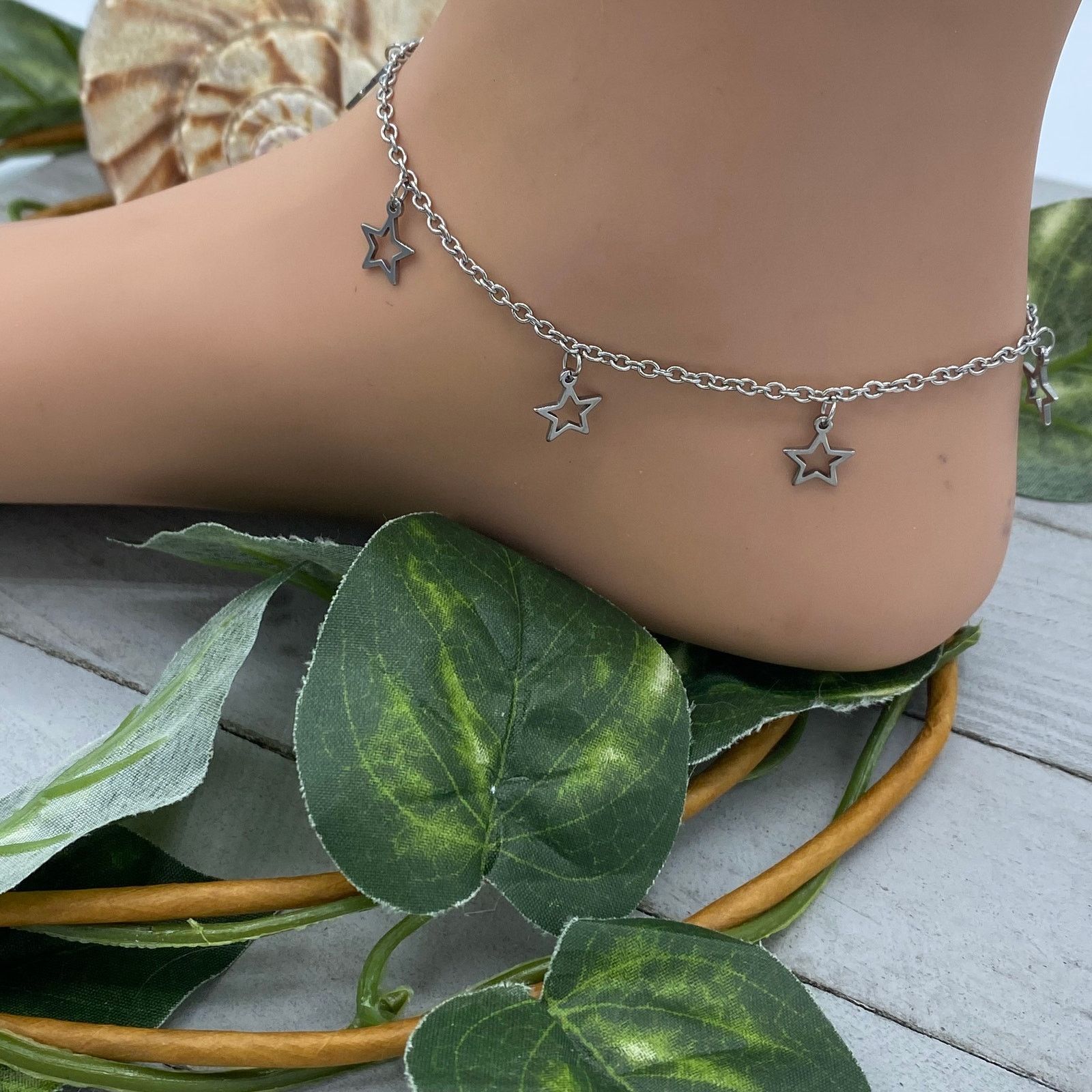 The Unbranded Brand Stars Stainless Steel Anklet Size ONE SIZE - 2 Thumbnail