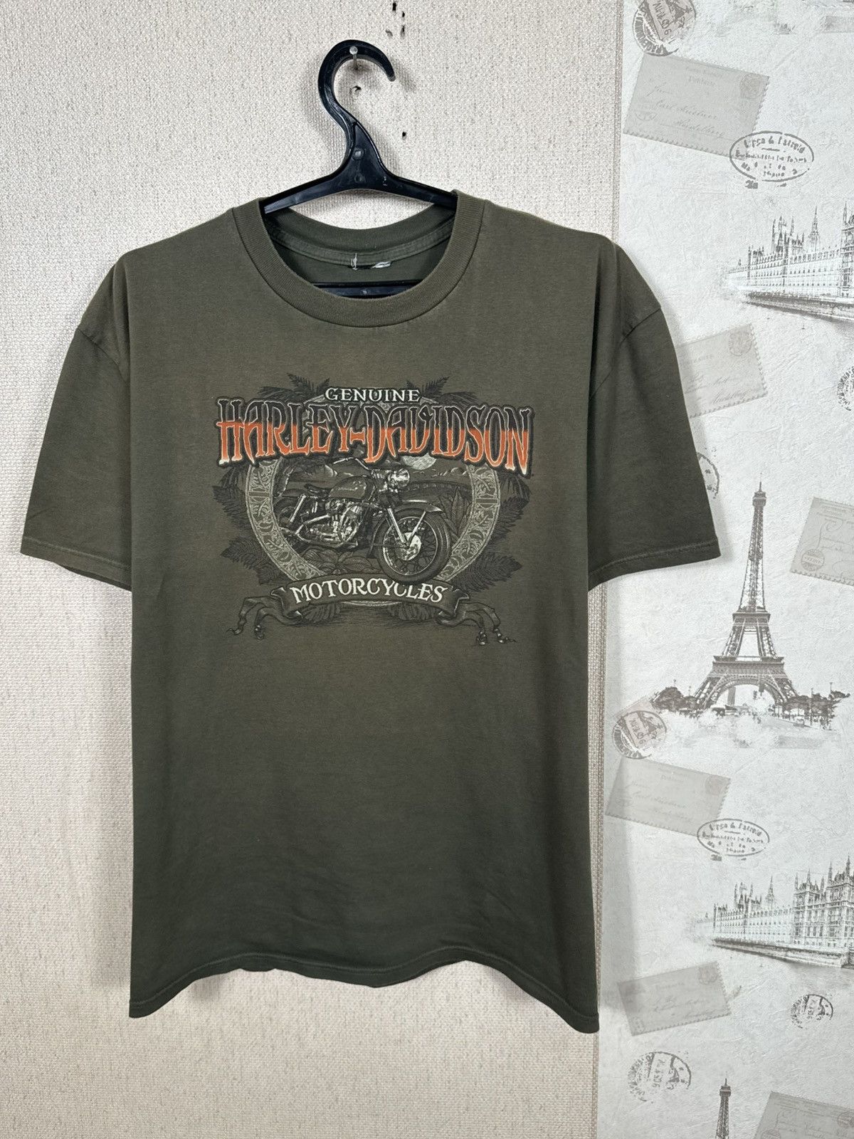 Harley Davidson Vintage Harley Davidson T shirt Swiss Biker USA XL Green Size US XL / EU 56 / 4 - 4 Thumbnail