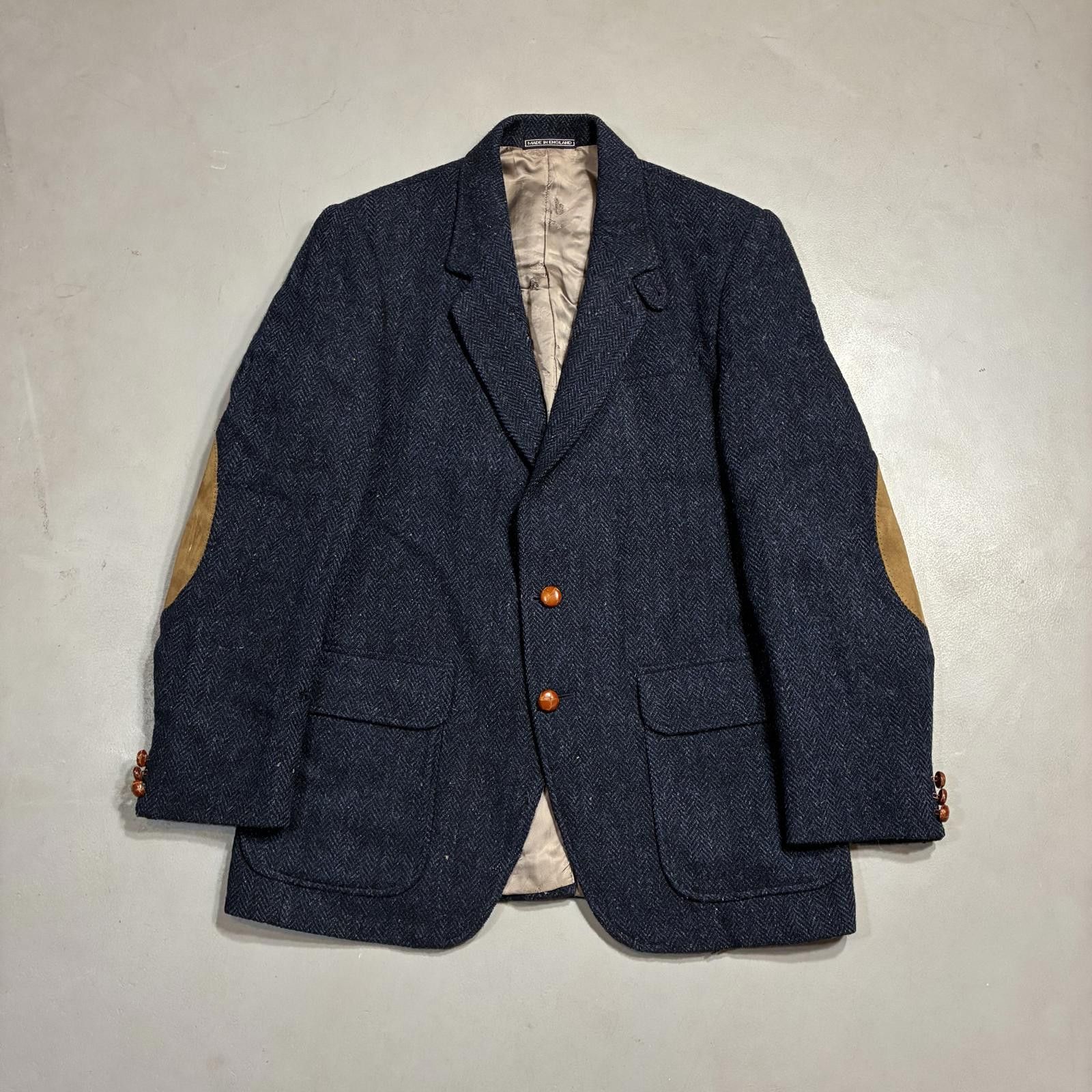Harris Tweed VTG Orvis Harris Tweed Blazer Elbow Patch Professor Jacket Size 40S - 1 Thumbnail