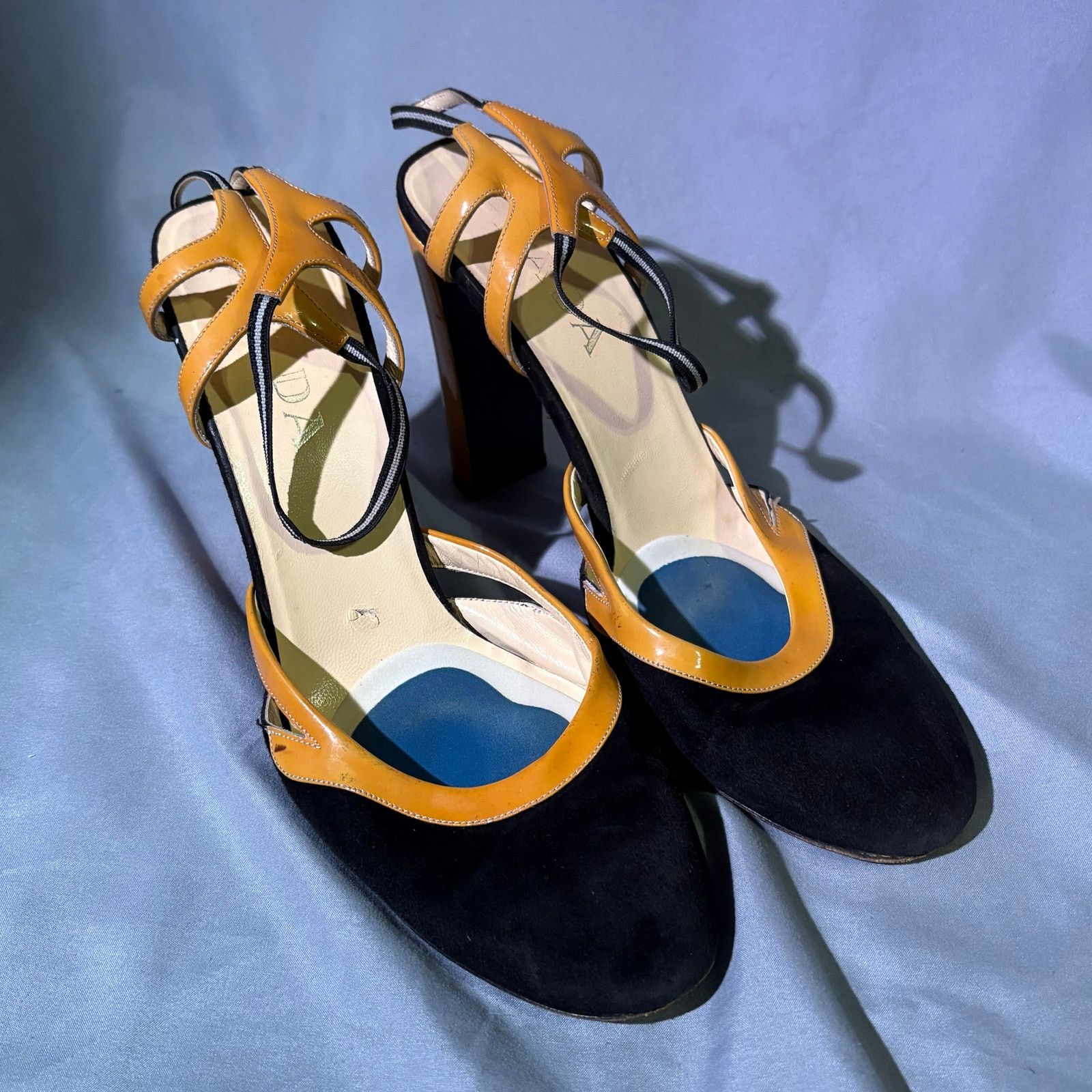 Prada Prada Yellow Patent Black Suede Heels Size 39 (8.5) Size US 8.5 / IT 38.5 - 2 Thumbnail