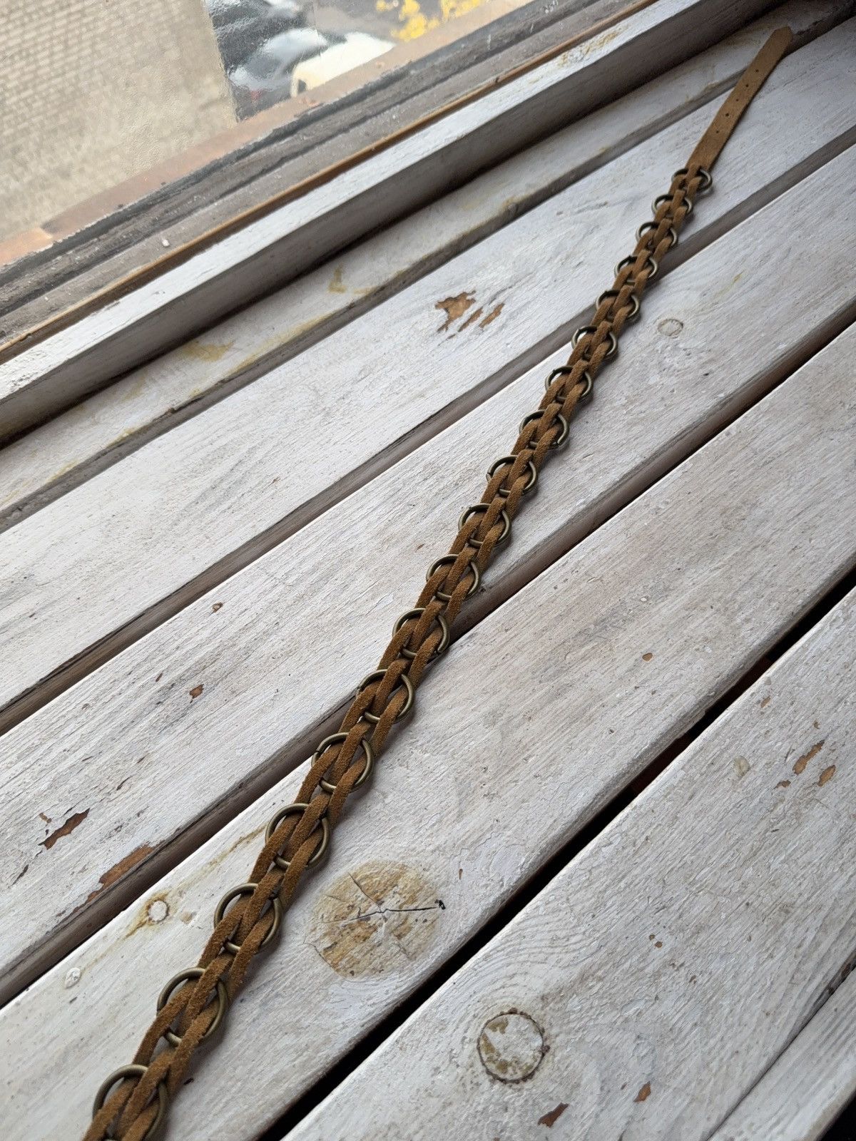 Japanese Brand VNTG Y2K Western Suede Chain Belt Boho 70s Style Brass Rings Size ONE SIZE - 5 Thumbnail