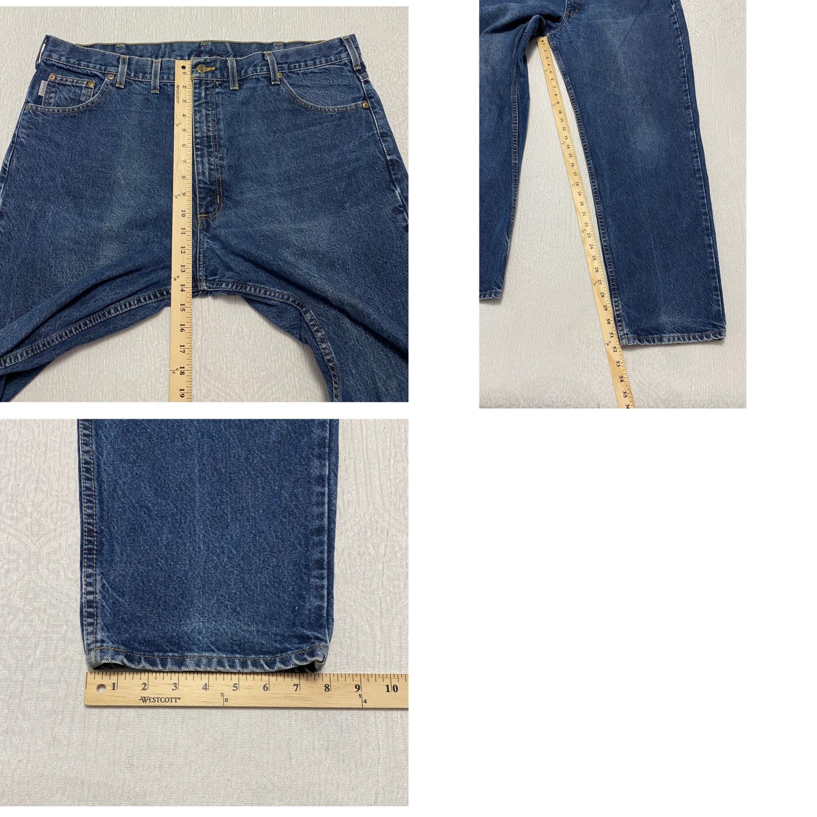 Carhartt VINTAGE Carhartt Jeans Mens 44x32 Blue Regular Fit 5-Pocket Denim Cotton Button Zip Durable Workwear Size US 44 / EU 60 - 8 Thumbnail