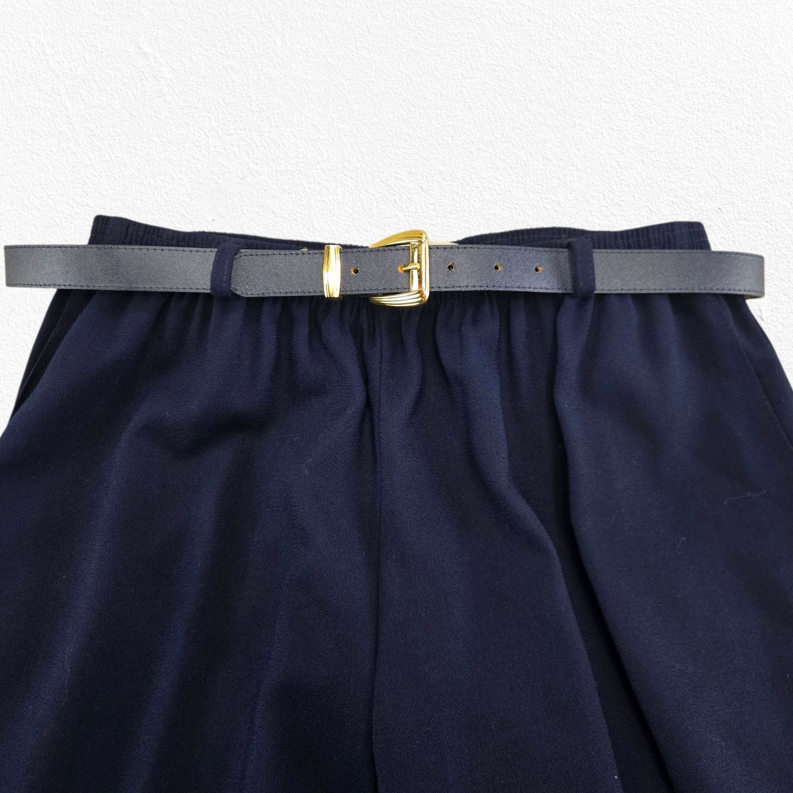 Vintage Vintage Navy Wool High Rise Belted Career Trousers Size 18 Size 40" / US 18 - 3 Thumbnail