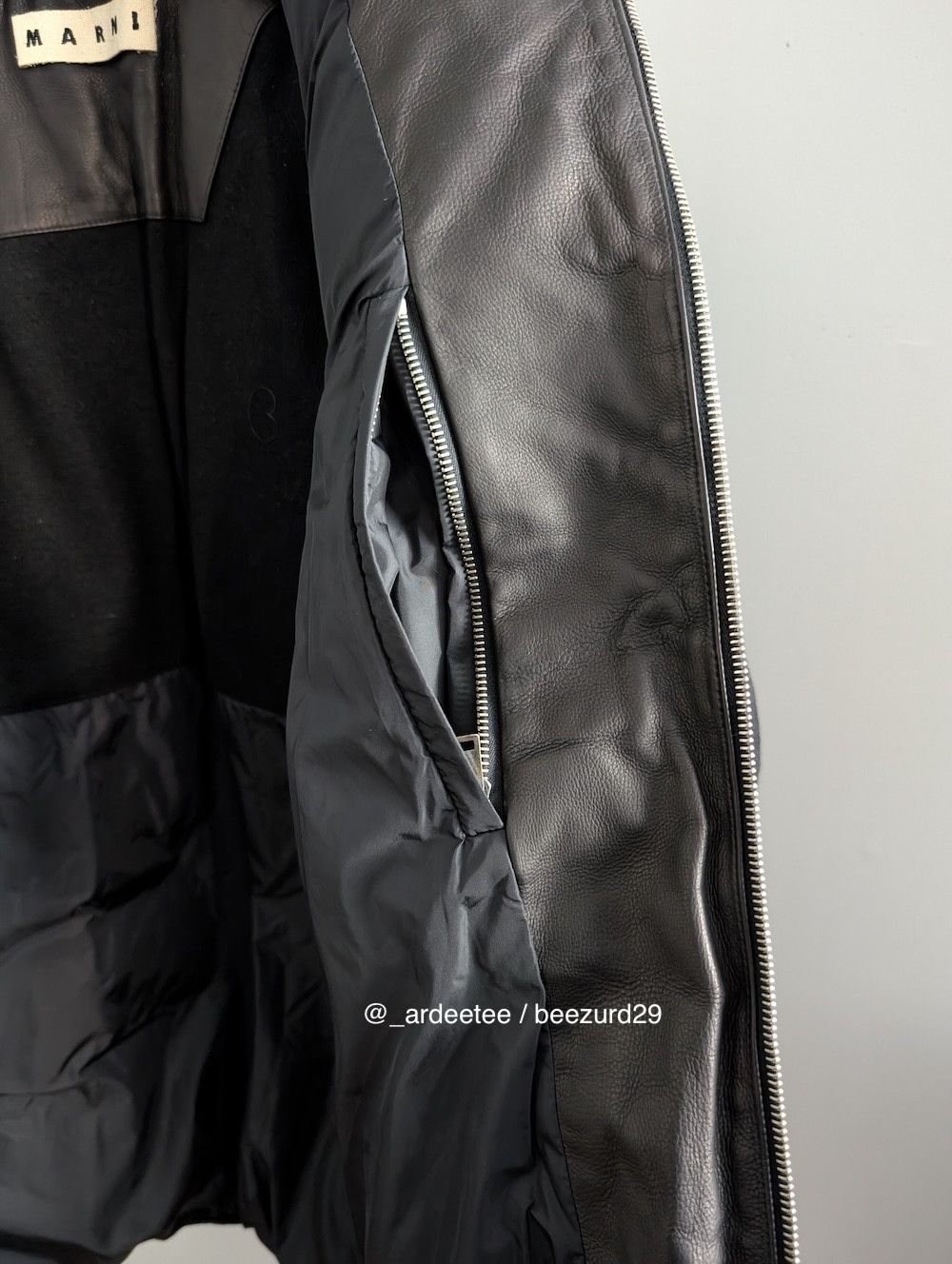 Marni *NEW* $4K LEATHER DOWN CASHMERE BOMBER JACKET Size US M / EU 48-50 / 2 - 8 Thumbnail