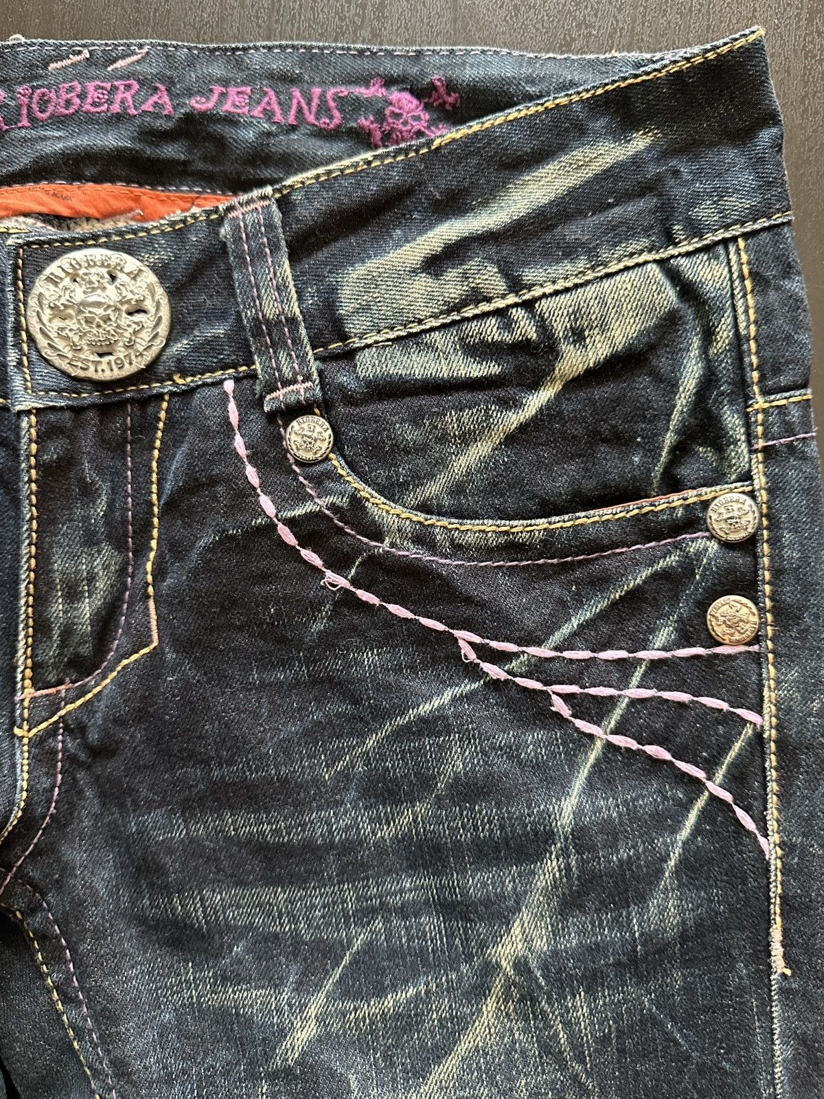 If Six Was Nine Riobera Y2K Flared Denim Jeans Japanese Archive Gyaru Grunge Size 25" / US 0 / IT 36 - 3 Thumbnail