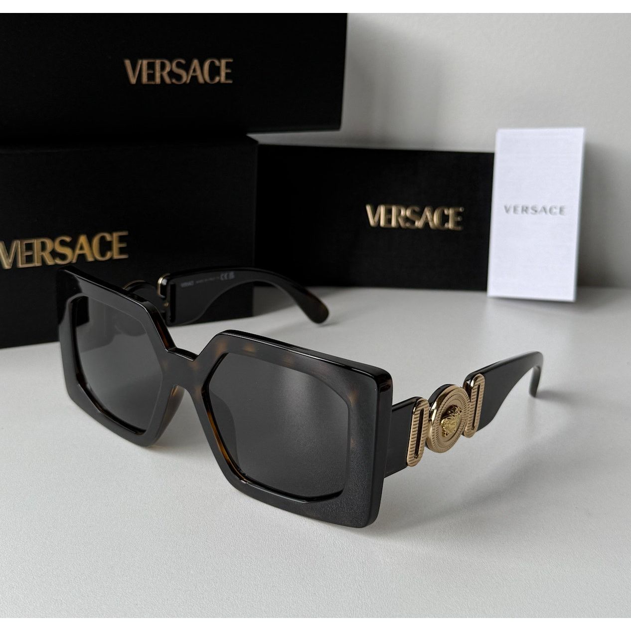 NEW Versace VE4478U Oversized Havana Brown Square Sunglasses