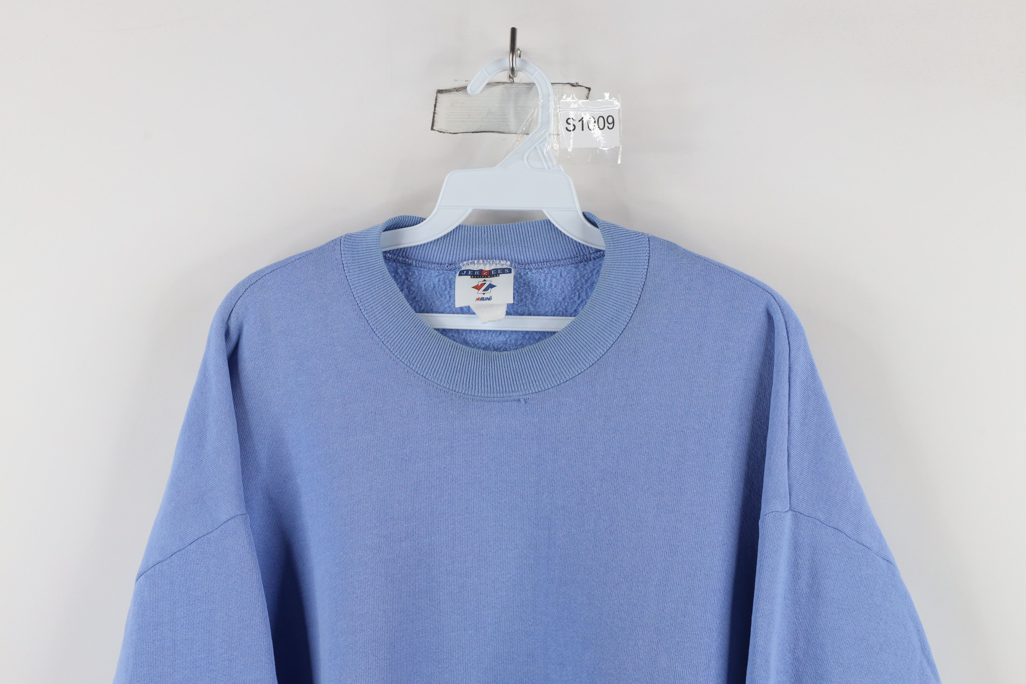 Vintage Vintage 90s Streetwear Blank Crewneck Sweatshirt Light Blue Size US XL / EU 56 / 4 - 2 Thumbnail