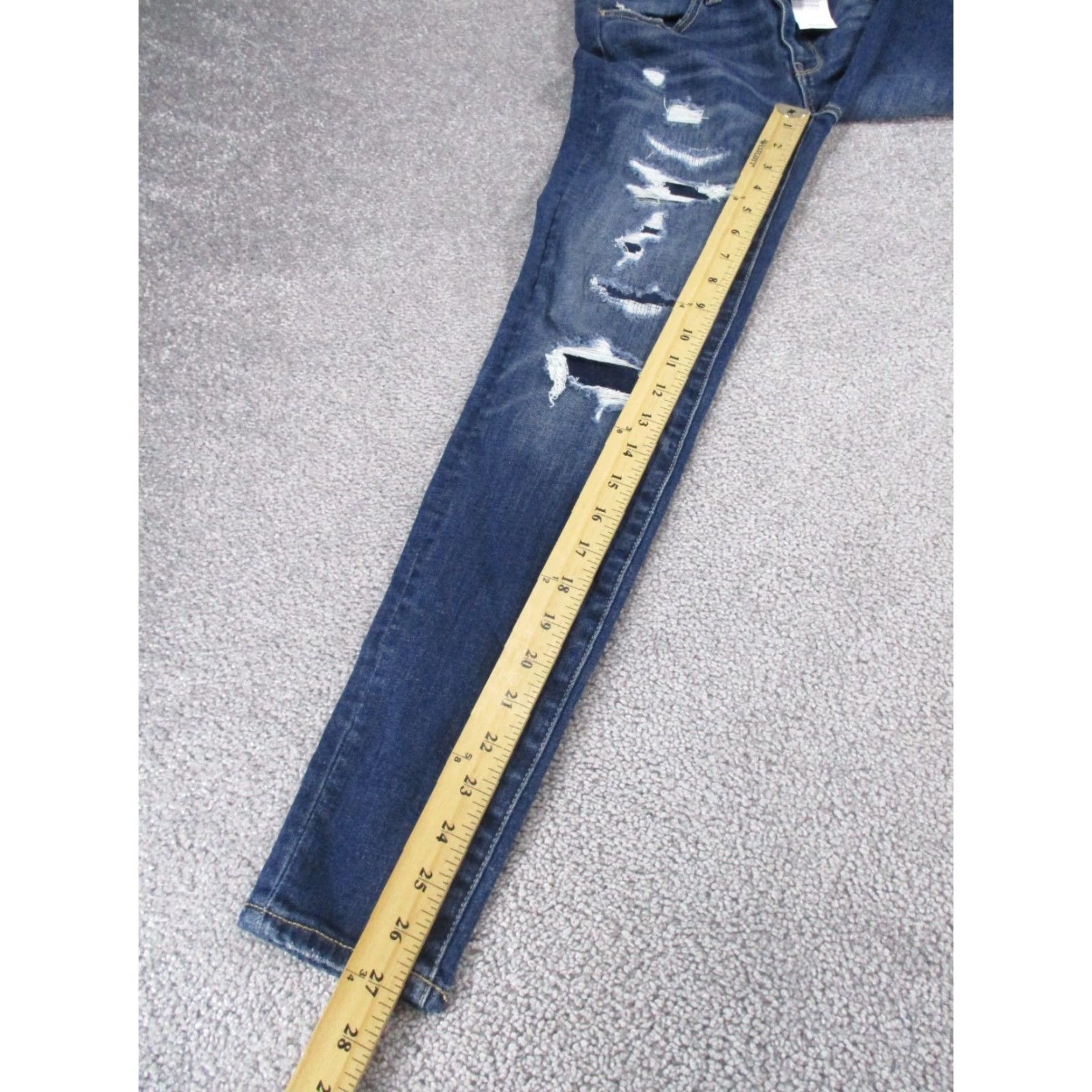 American Eagle Outfitters VINTAGE American Eagle Jeggings Womens 0 Petite Dark Wash Denim Distressed Low Rise NEW Size 25" / US 0 / IT 36 - 4 Thumbnail