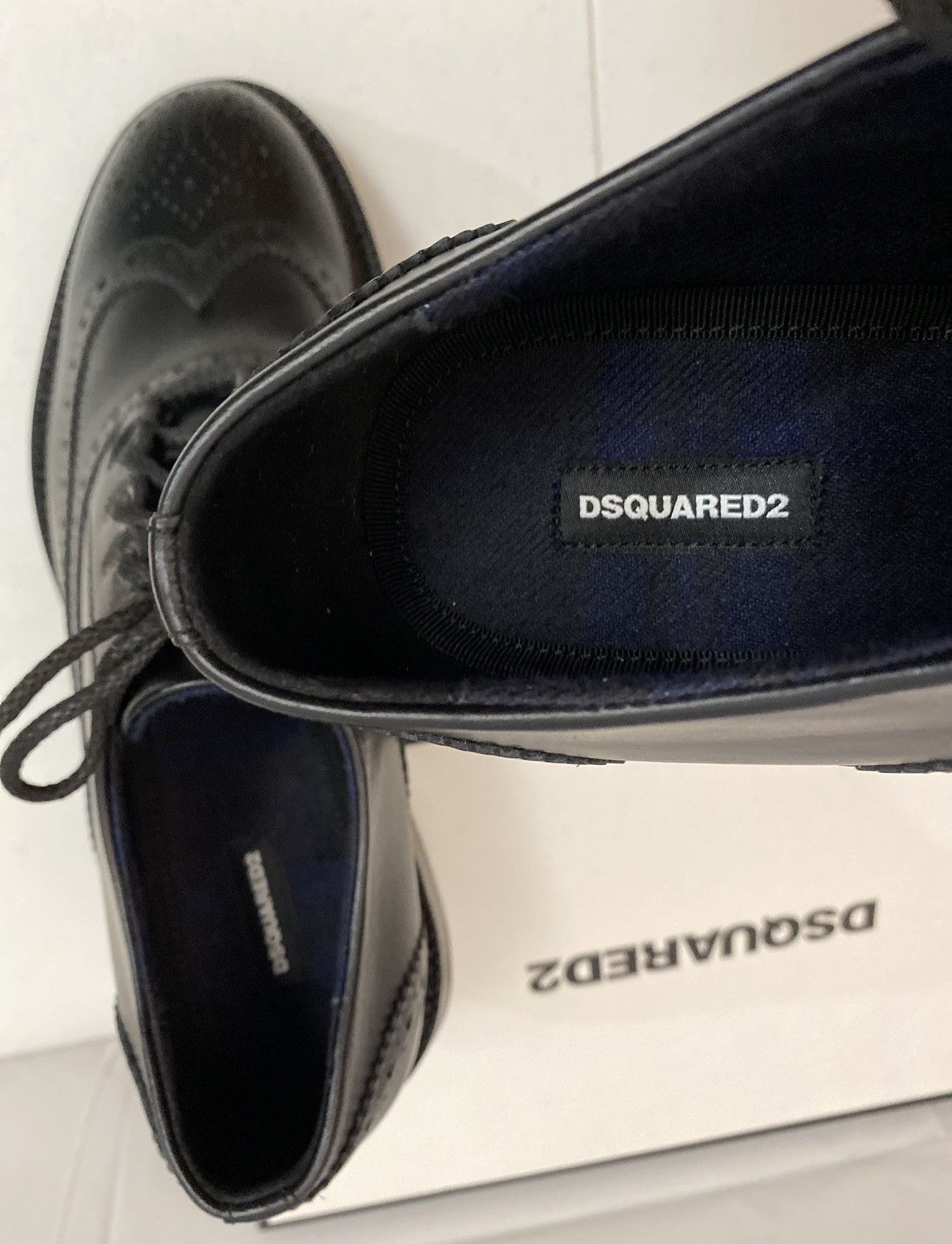 Dsquared2 Dsquared2 🇮🇹 Black Leather Wingtip Handmade Brogue 10 NEW Size US 10 / EU 43 - 2 Thumbnail