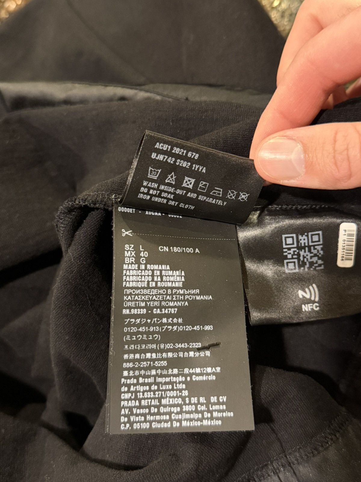 Prada Prada Jersey & Re-Nylon Logo Black T-Shirt Size US L / EU 52-54 / 3 - 13 Thumbnail