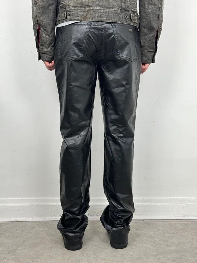 Armani 2000s Armani Black Avant-Garde Faux Leather Pants Size US 33 - 4 Thumbnail