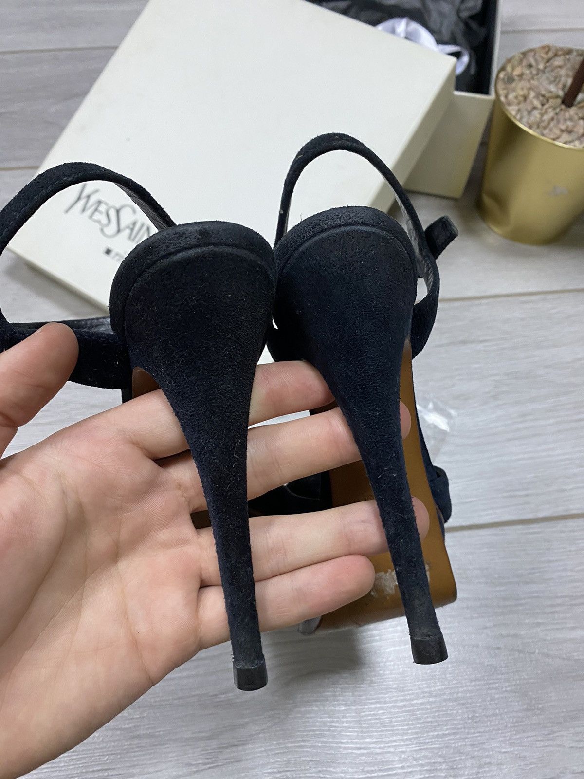 Yves Saint Laurent Yves Saint Laurent with box suede Rive Gauche vintage heels Size US 5 / IT 35 - 10 Thumbnail