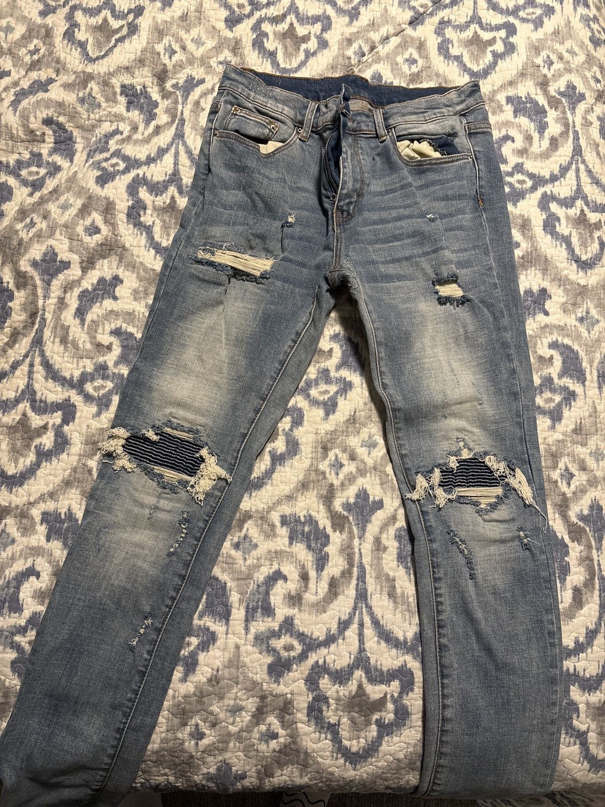 MNML Distressed Biker Jeans Size US 34 / EU 50 - 8 Thumbnail