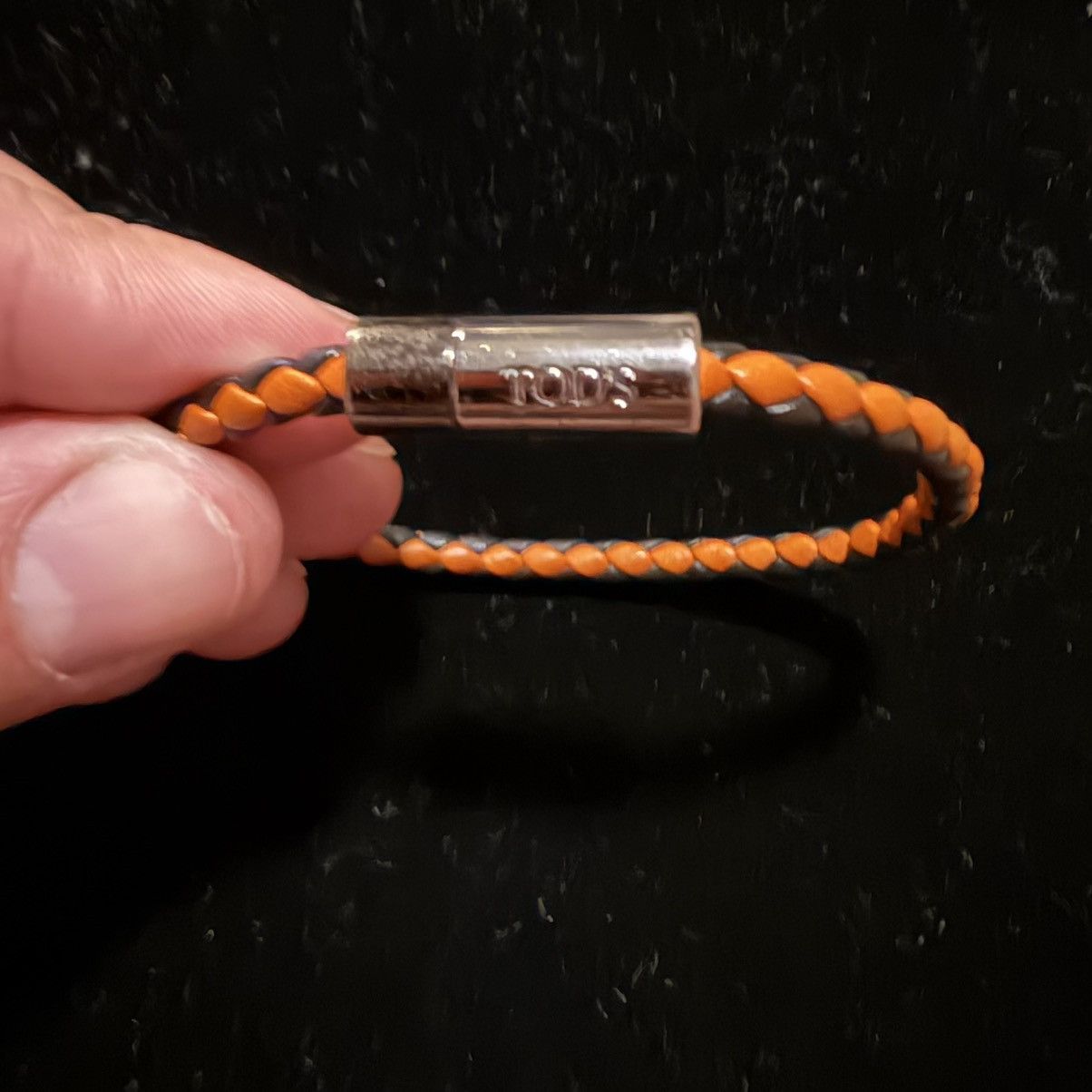 Tod's Tod’s Italy Woven Leather Bracelet Black Orange 8” Size ONE SIZE - 2 Thumbnail