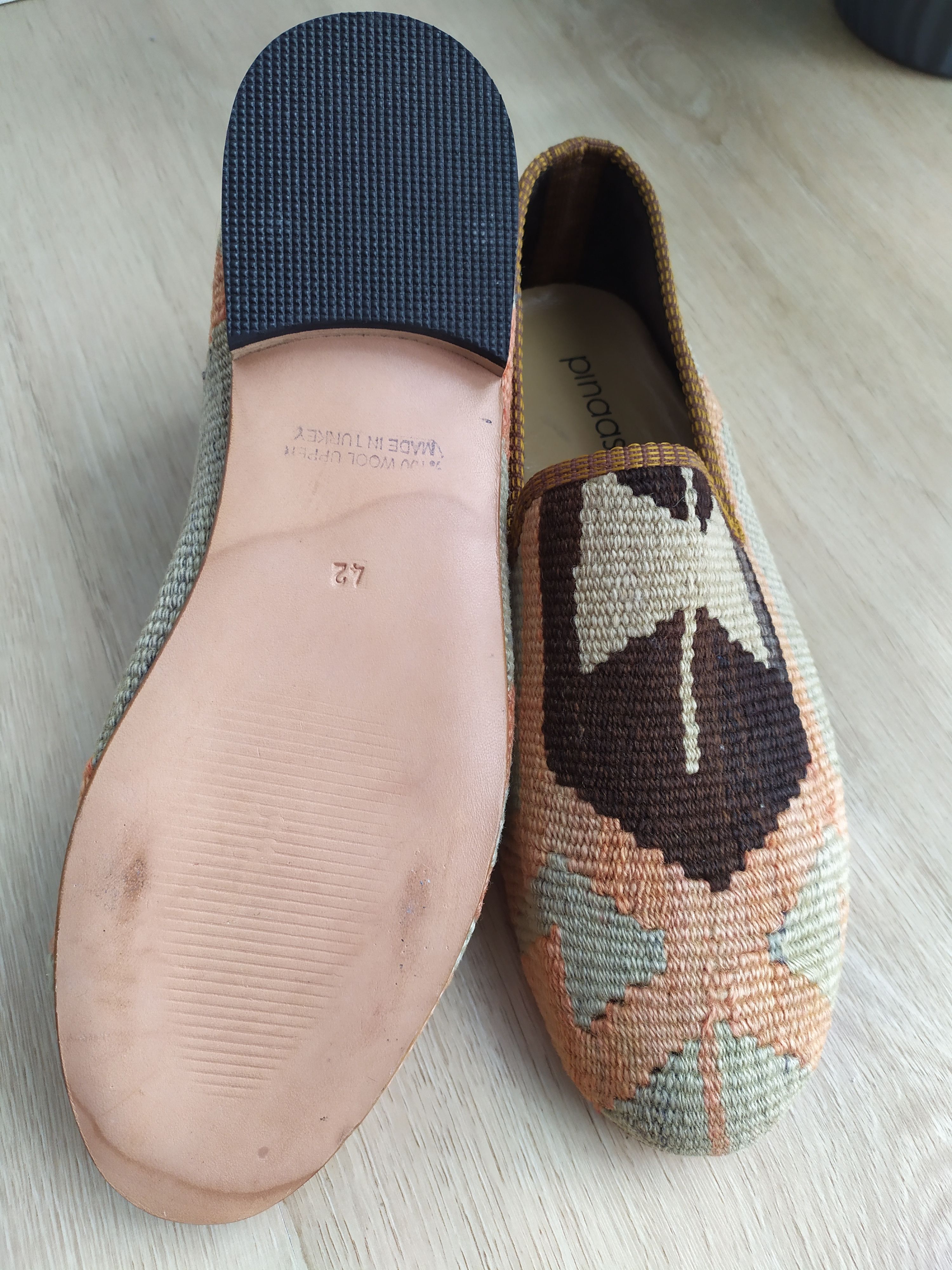 The Difference Kilim Carpet Men's Loafers Size 42 Wool Slip On handmade Size US 8.5 / EU 41-42 - 10 Thumbnail