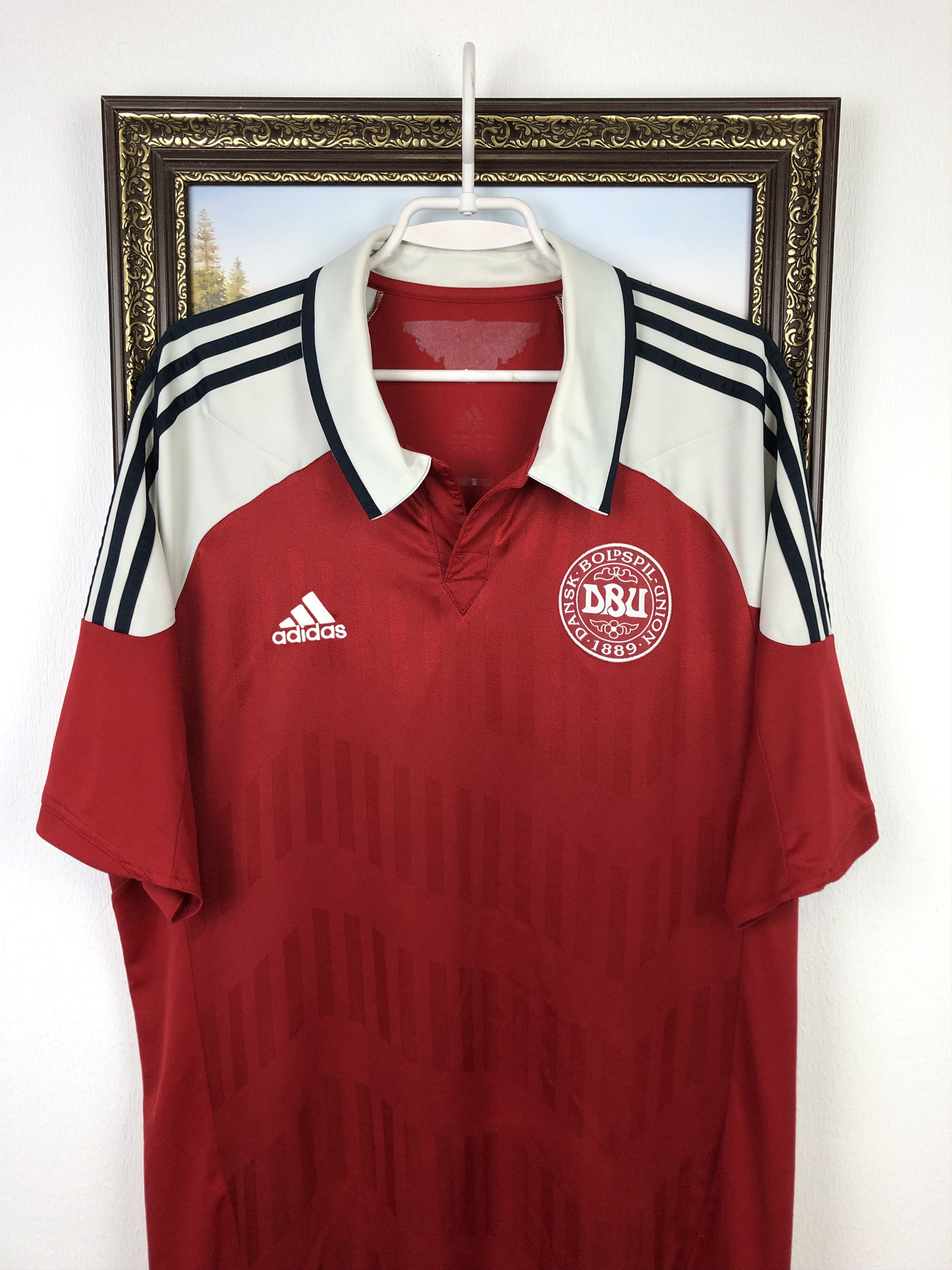 Adidas Denmark Home football shirt 2012 Soccer Adidas Mens Jersey Size US XXL / EU 58 / 5 - 2 Thumbnail