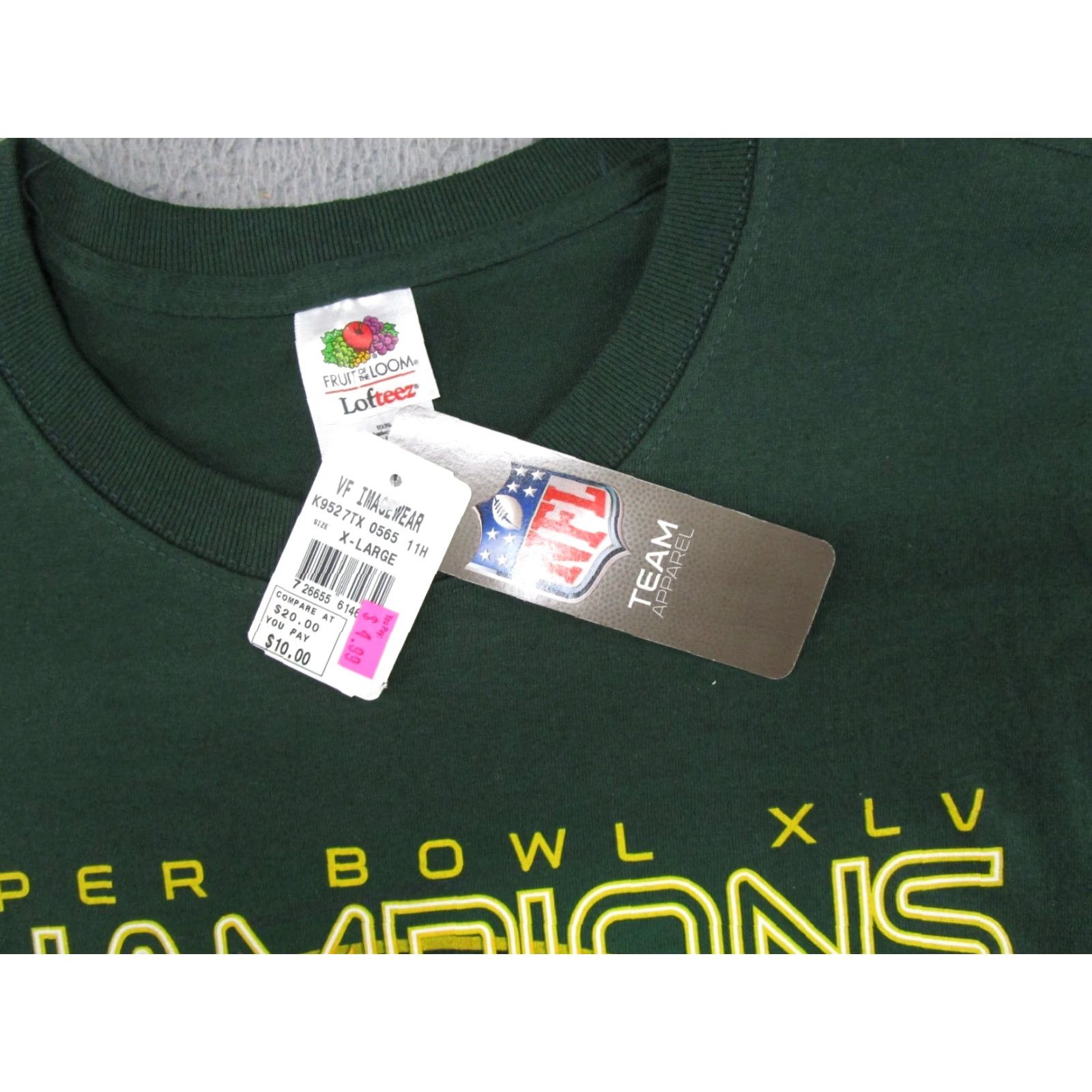 Fruit Of The Loom VINTAGE Green Bay Packers Super Bowl XLV Graphic T-Shirt Nike Size XL NEW Read Size US XL / EU 56 / 4 - 3 Thumbnail