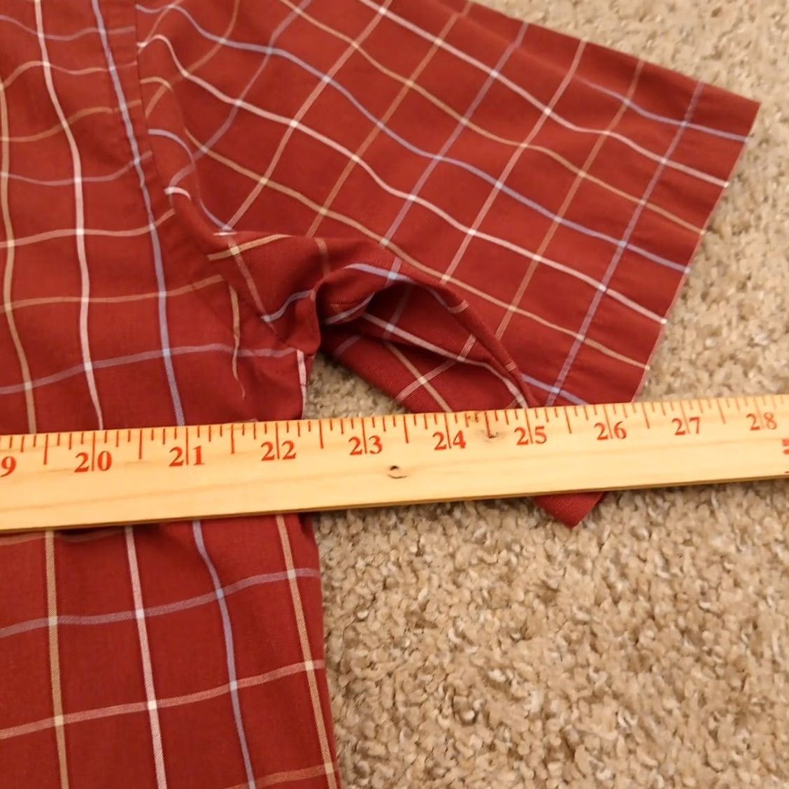 Van Heusen Van Heusen Shirt Mens M Orange Plaid Short Sleeve Button-Down Collared Size US M / EU 48-50 / 2 - 7 Thumbnail