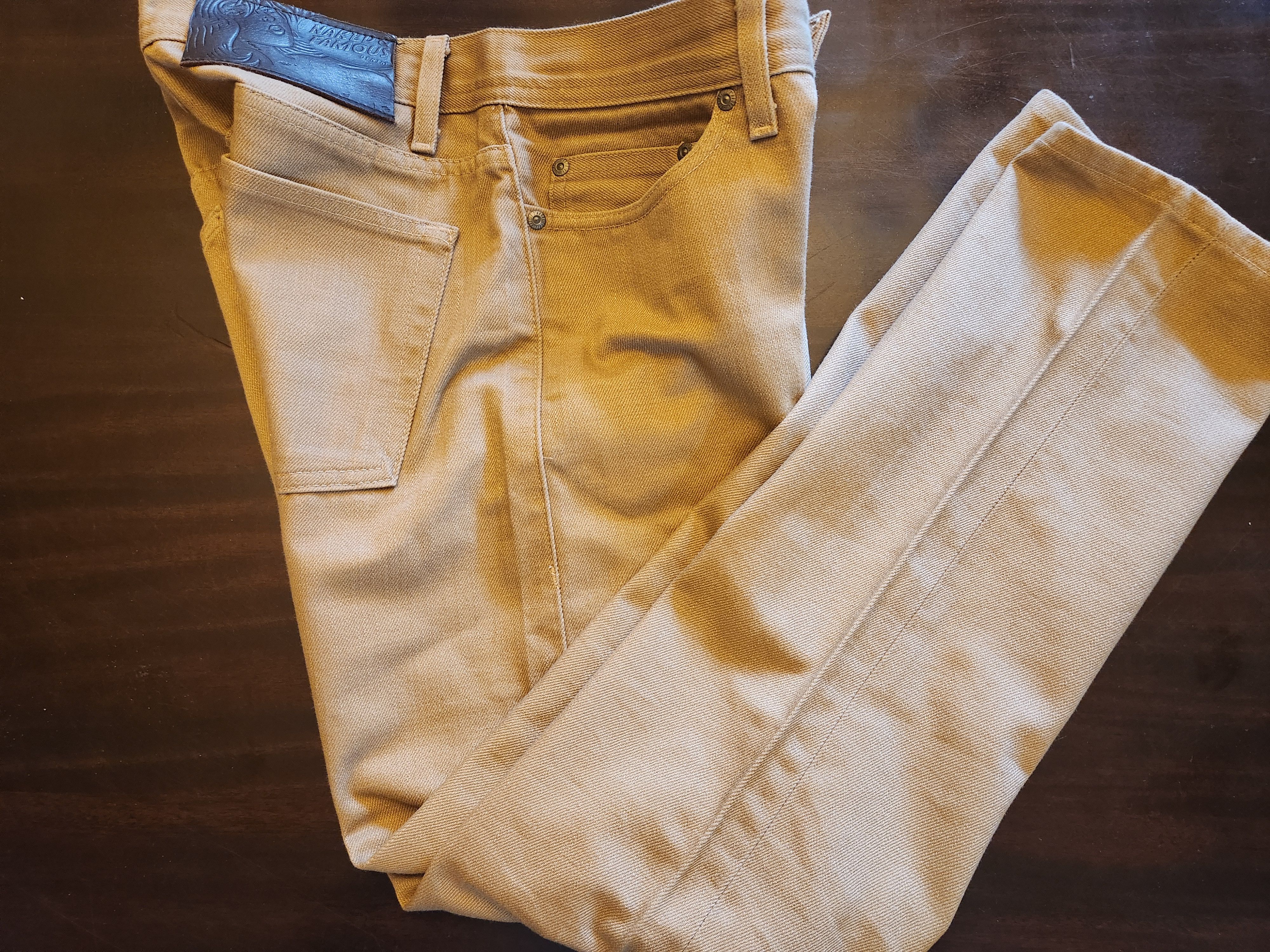 Naked & Famous Wierdguy Selvedge Chino Tan Denim Jeans Size 30" / US 8 / IT 44 - 1 Thumbnail