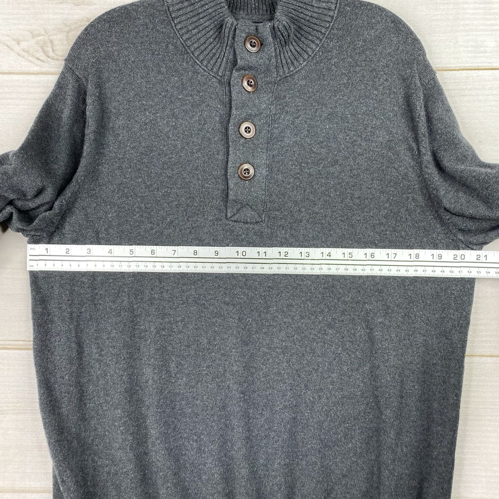 Eddie Bauer Eddie Bauer Sweater Henley 1/4 Zip Mens L Gray Cotton Cashmere Fisherman Mock Neck Size US L / EU 52-54 / 3 - 5 Thumbnail