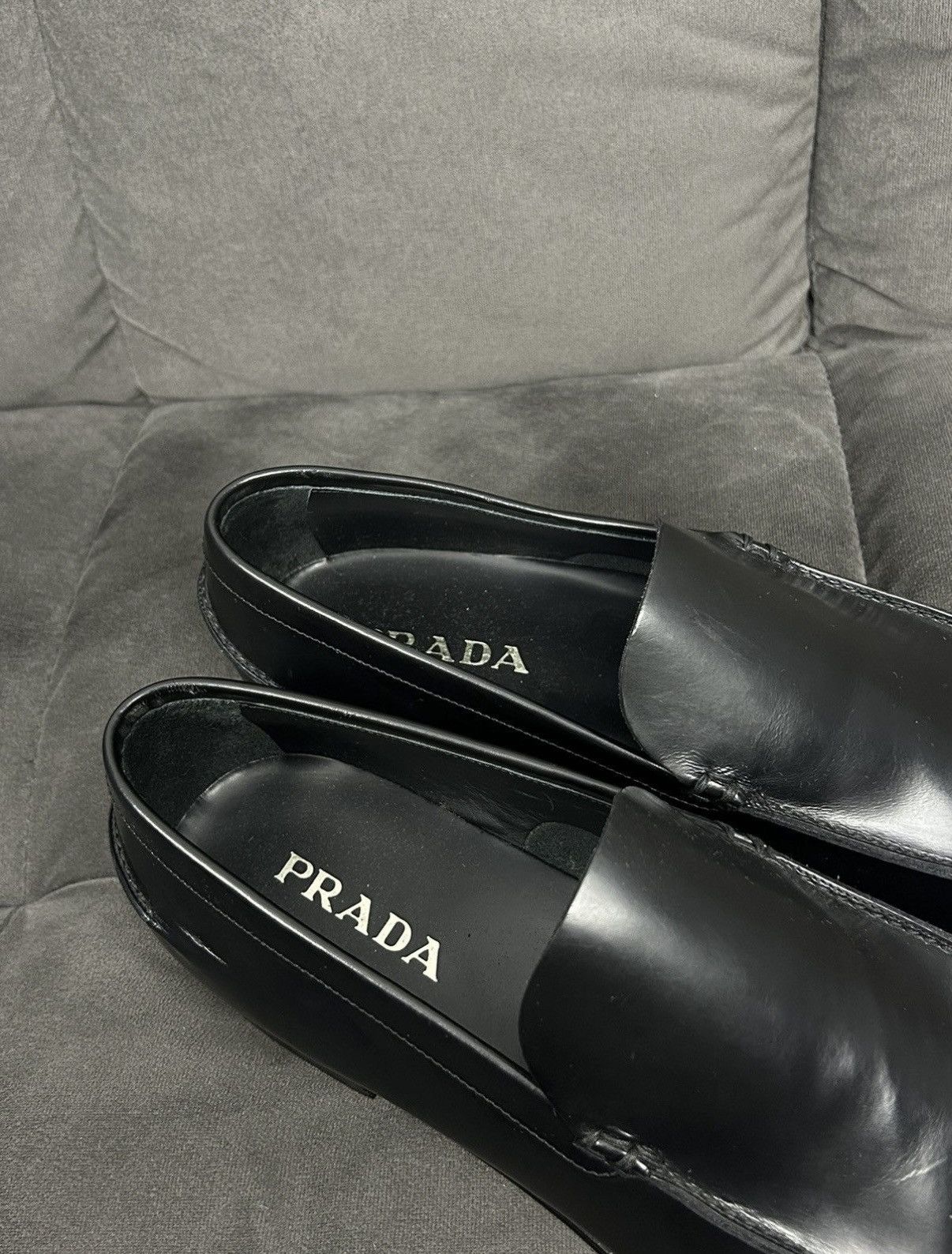 Prada Prada black leather loafers Size US 12 / EU 45 - 2 Thumbnail