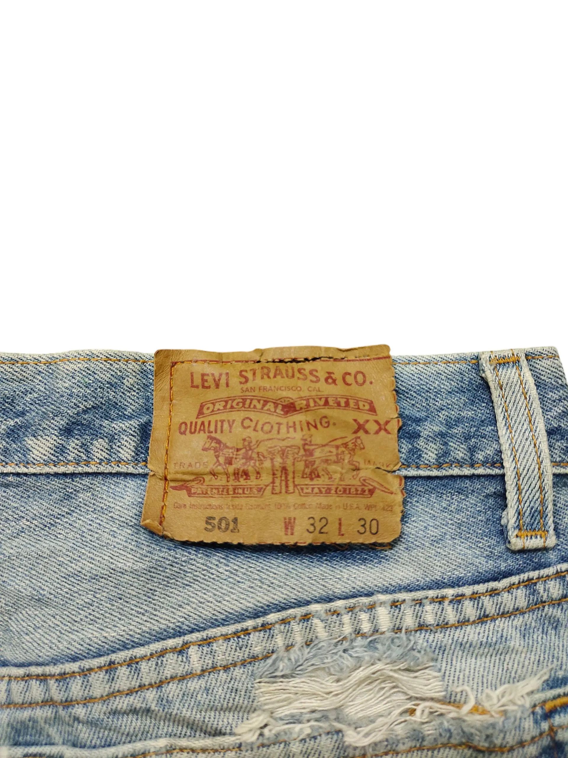 Levi's Vintage 90s Levis 501 Painted Distress Crash Denim Jeans Size US 31 - 4 Thumbnail