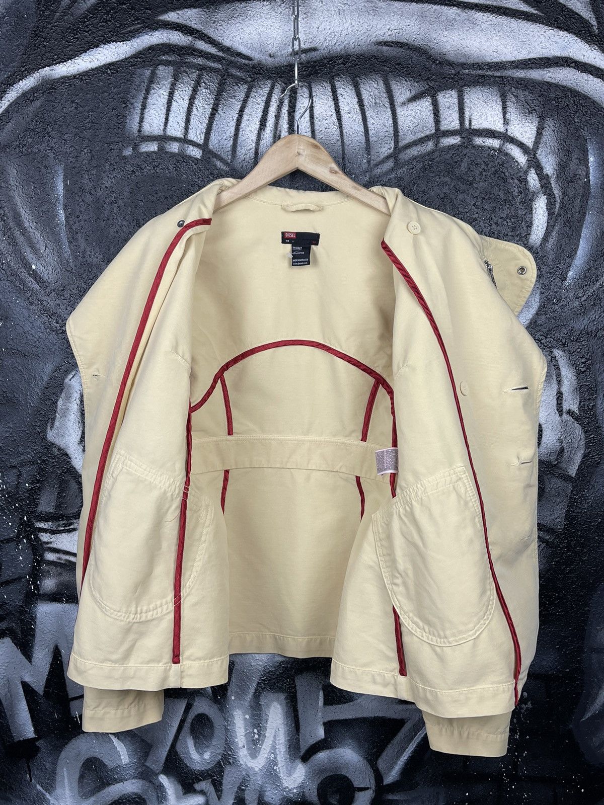 Diesel Diesel Y2K Vintage Beige Cotton Trench Coat Jacket Size L Size L / US 10 / IT 46 - 9 Thumbnail