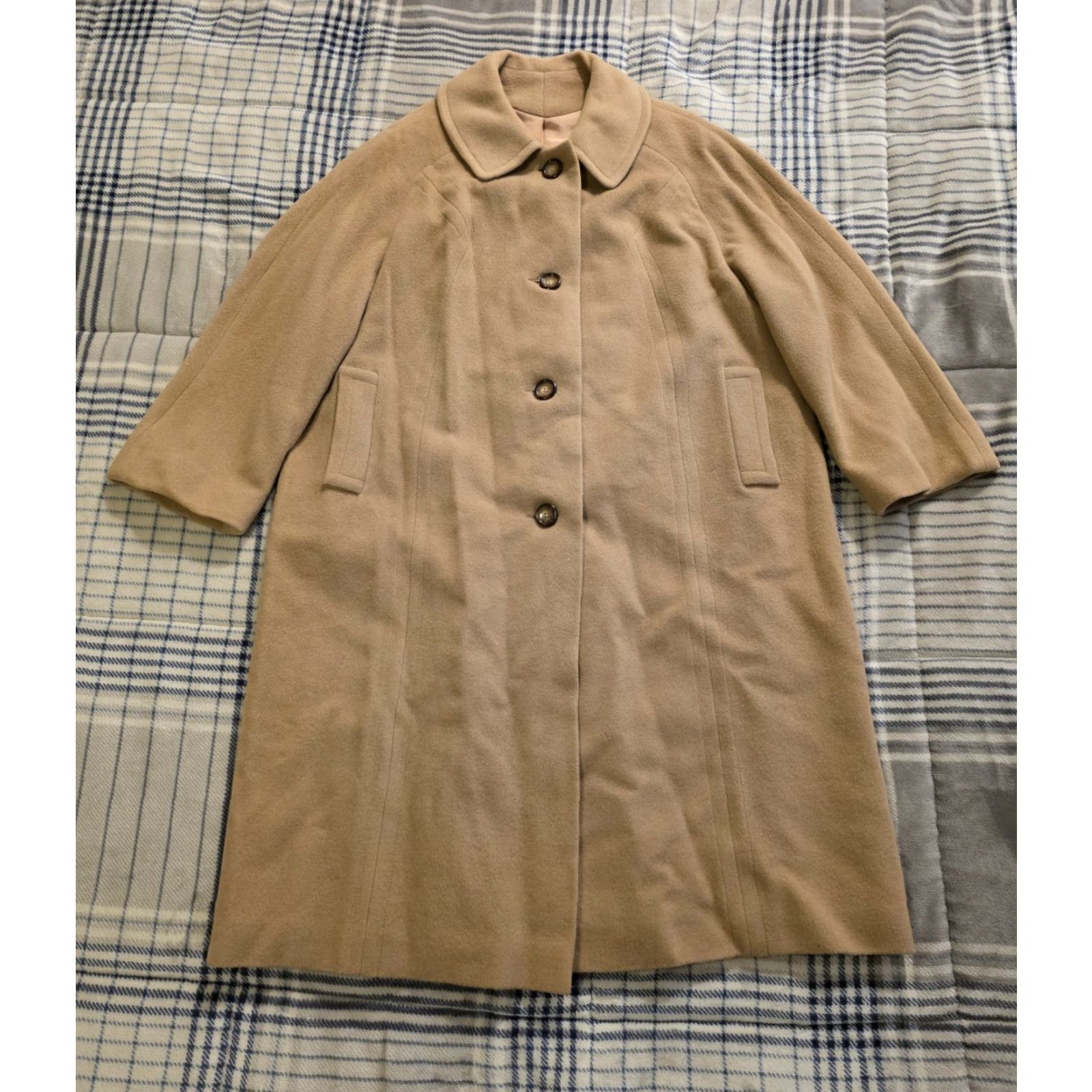 Camel VINTAGE UnionMade Coat Women's Long Camel Beige 100% Cashmere L/XL 1950s Size L / US 10 / IT 46 - 7 Thumbnail