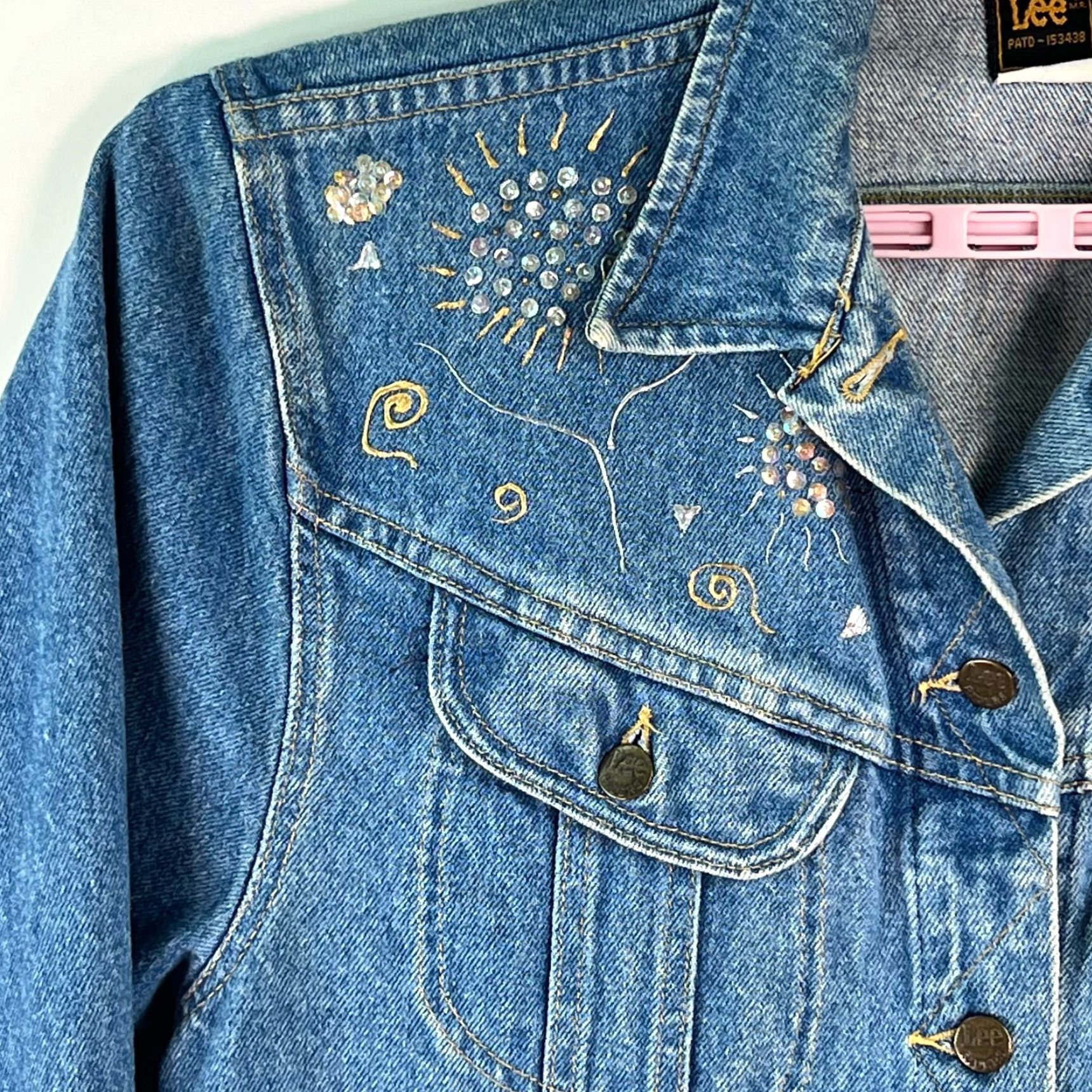 Lee Lee Denim Floral Embroidered Jacket Womens Size M Blue Size M / US 6-8 / IT 42-44 - 5 Thumbnail