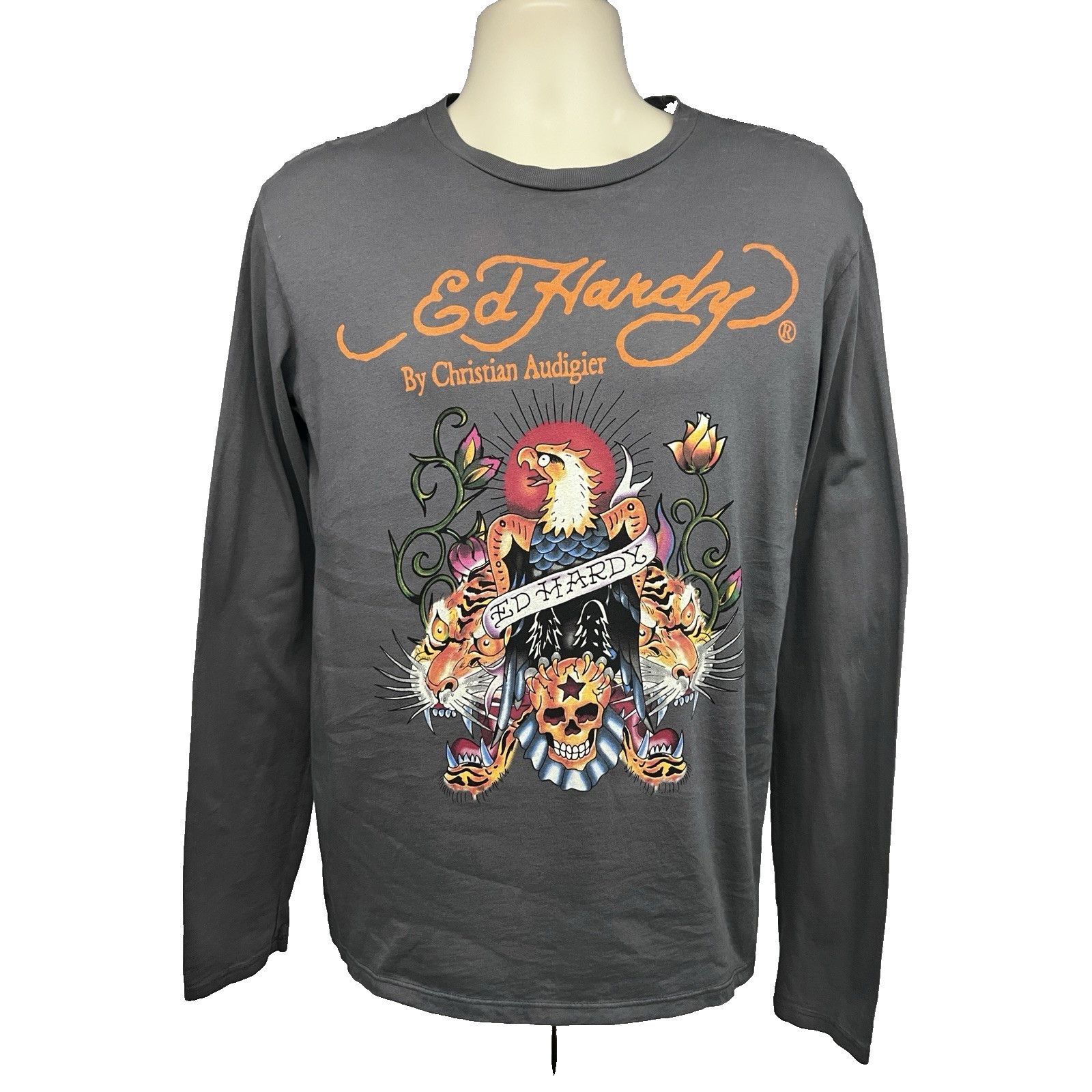 Ed Hardy Ed Hardy Gray Double Graphic Mens T-Shirt Medium Stretch USA Size US M / EU 48-50 / 2 - 1 Thumbnail