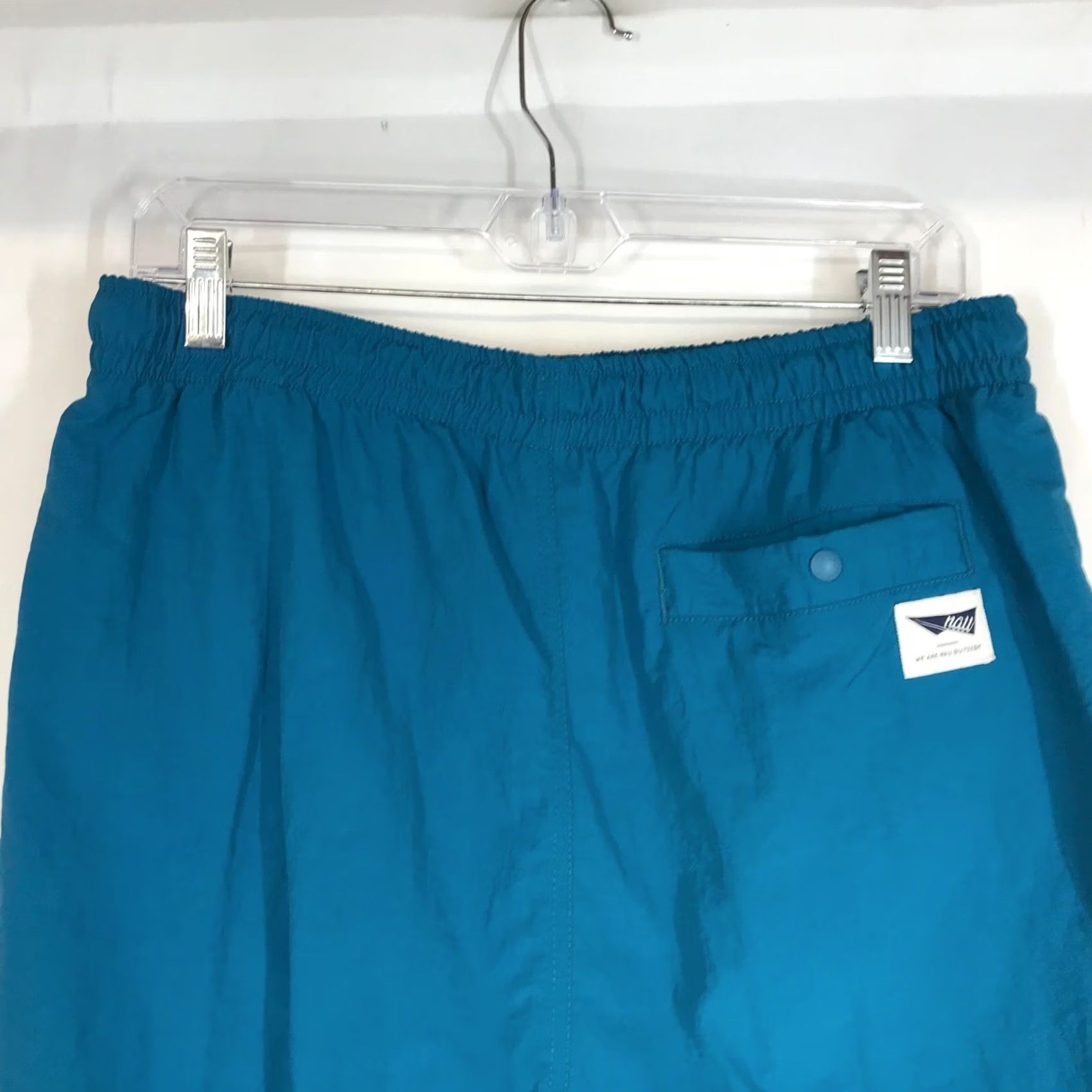 Vintage NAU Men Teal Blue Swim Shorts Active Right Elastic Waist Drawstring Pockets Size ONE SIZE - 6 Thumbnail