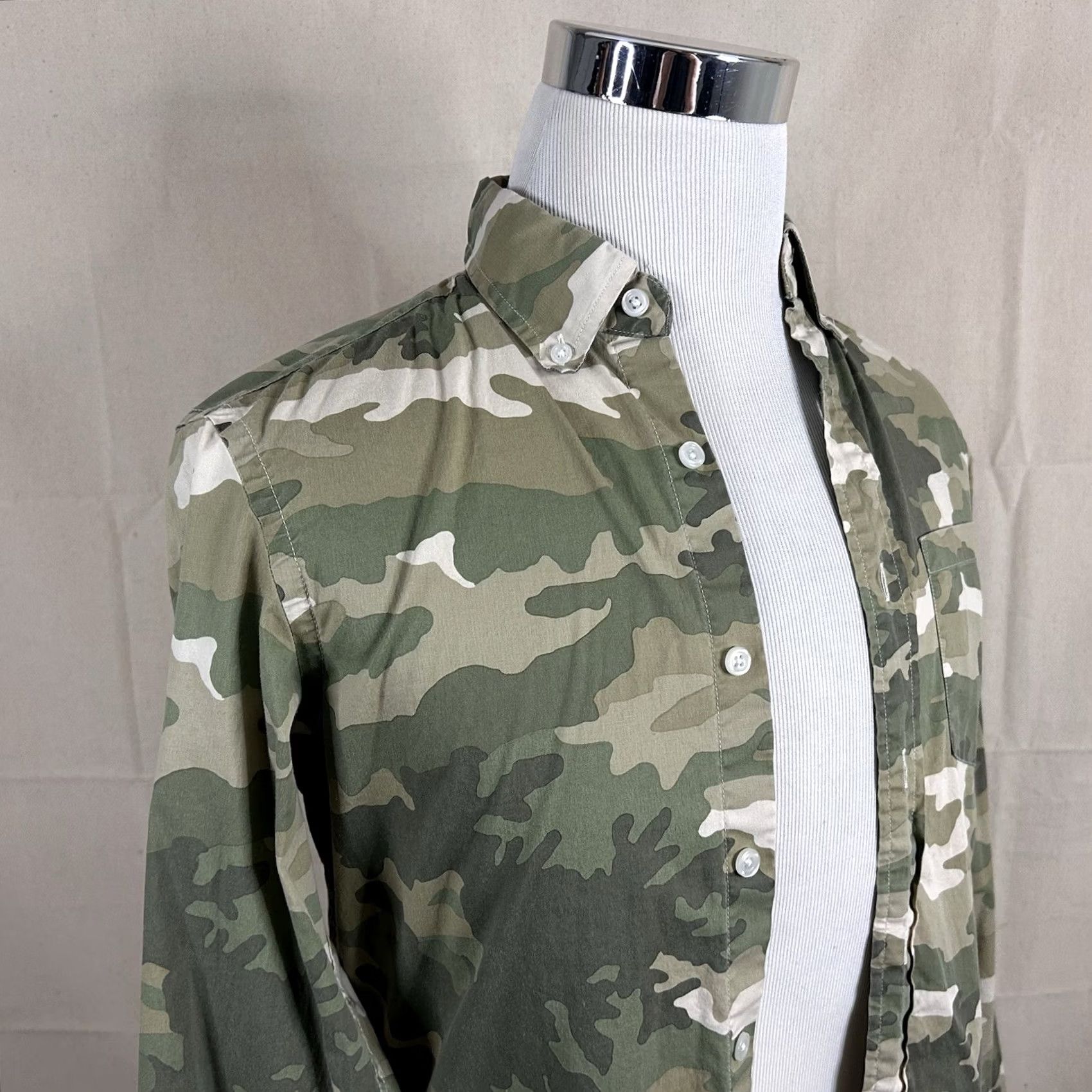J.Crew J.CREW Slim Fit Flex Cotton Blend Shirt Camouflage Green Button Down Shirt Mens S Slim Green Camouflage Button-Front Size US S / EU 44-46 / 1 - 2 Thumbnail