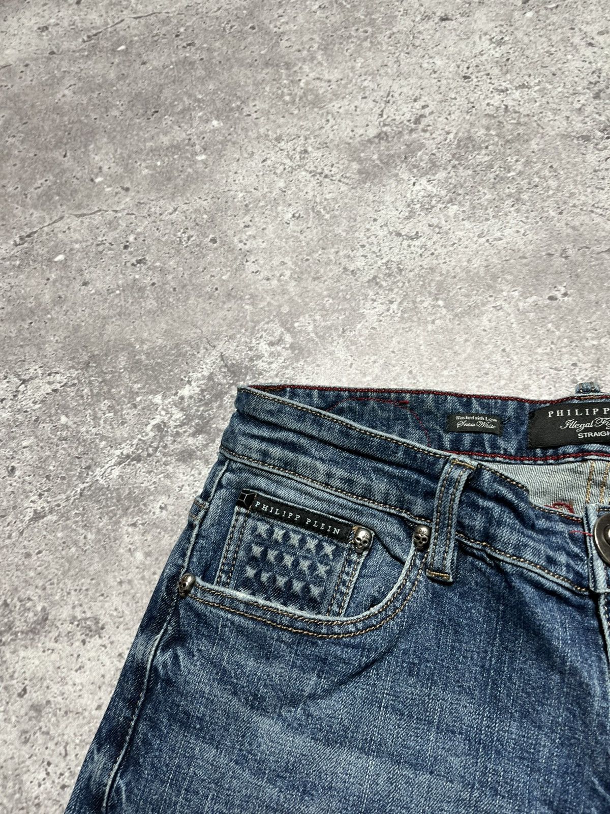 Philipp Plein Philipp Plein Cowboy ILLegal Fight Club Straight Cut Jeans Size US 32 / EU 48 - 7 Thumbnail