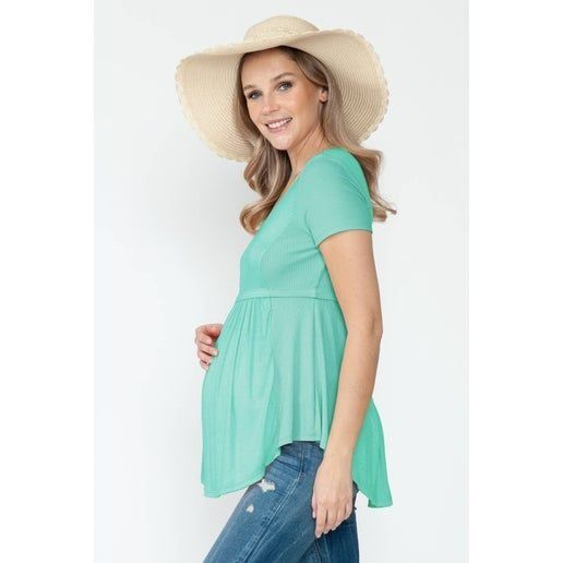 Other Maternity Flowy Mint Green Short Sleeve Babydoll Top Medium Size M / US 6-8 / IT 42-44 - 3 Thumbnail
