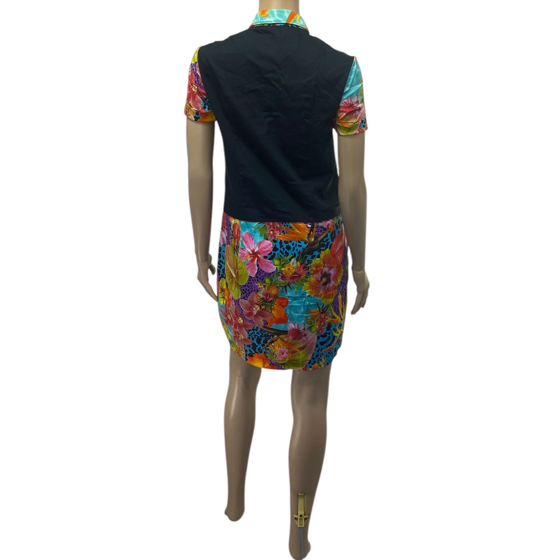 Versace Black Multicolor Floral Printed Buttoned Dress Size XS / US 0-2 / IT 36-38 - 4 Thumbnail