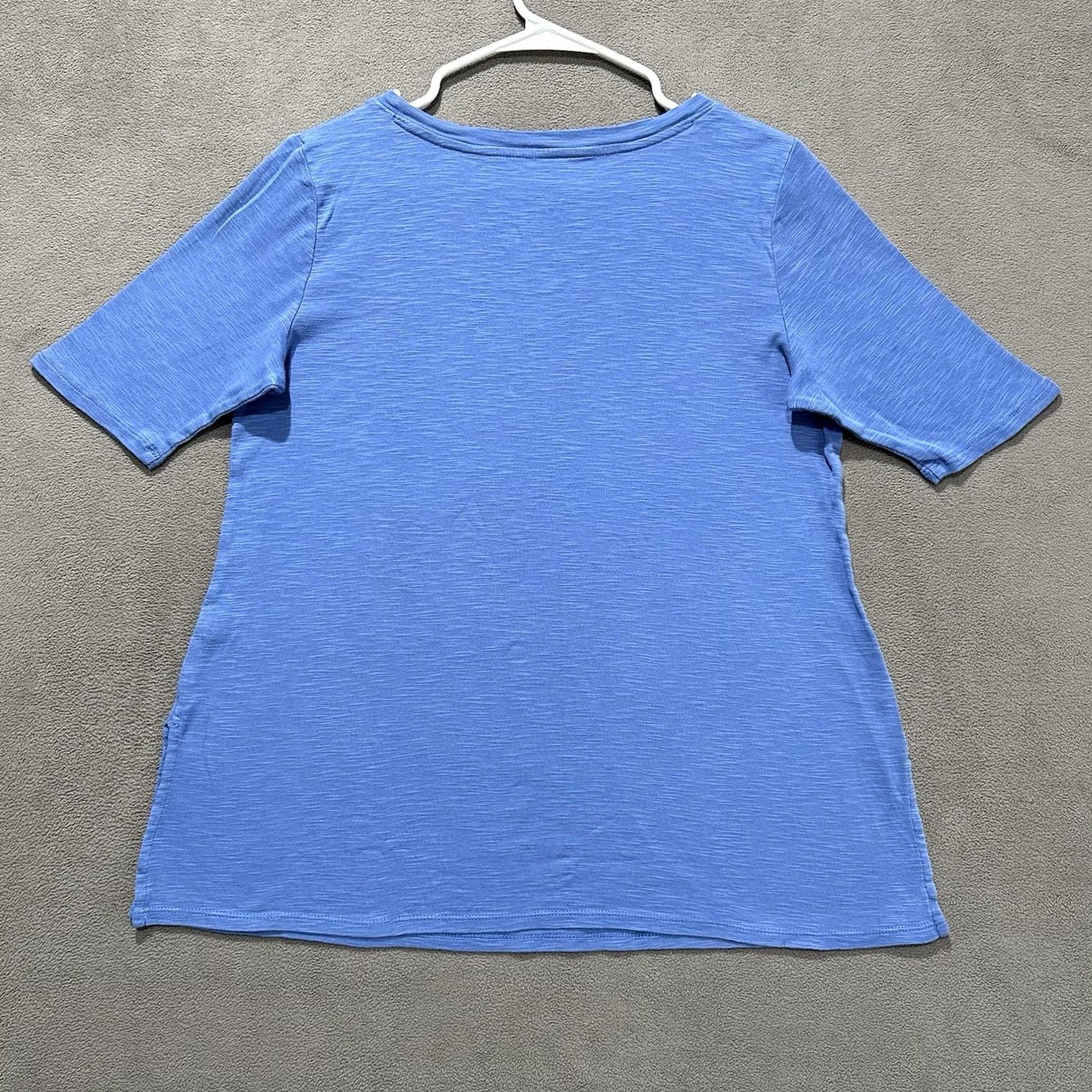 J. Jill J Jill T Shirt Womens Small Blue Casual Scoop Neck Elbow Sleeve Pima Cotton EUC Size XL / US 12-14 / IT 48-50 - 2 Thumbnail