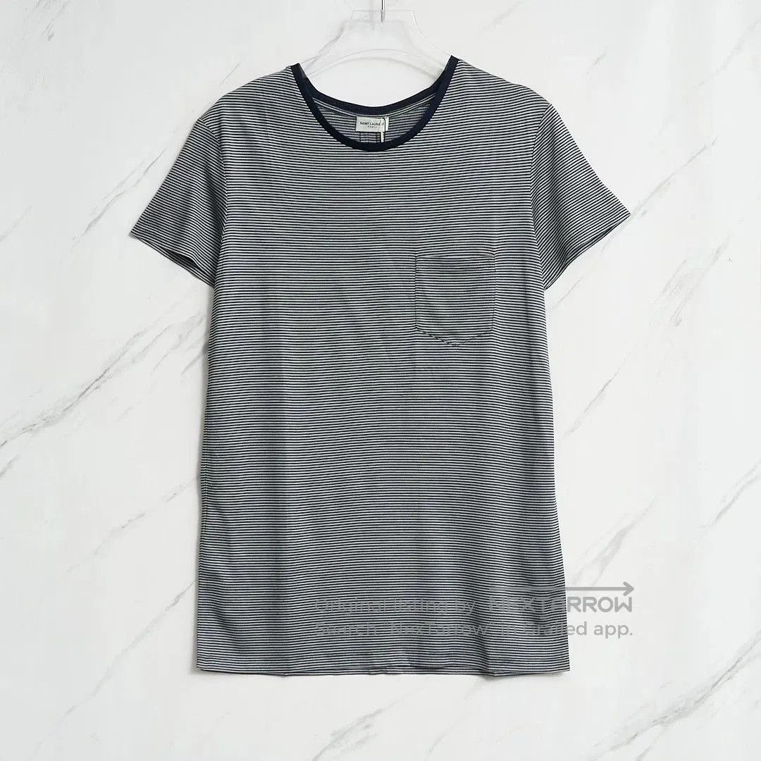 Saint Laurent Paris Saint Laurent Men's Striped Crewneck T-Shirt. Size US M / EU 48-50 / 2 - 1 Thumbnail