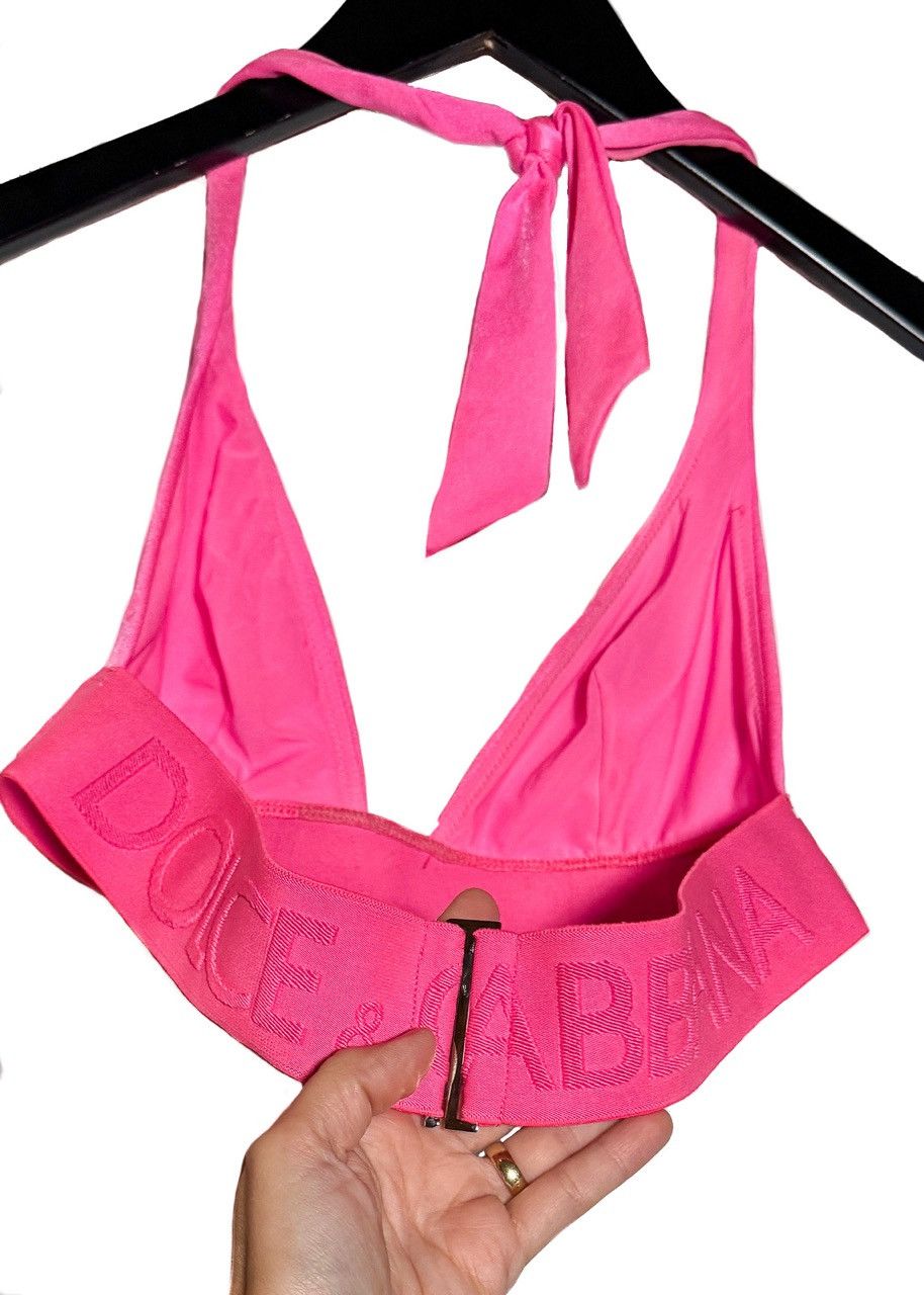 Dolce & Gabbana Dolce & Gabbana Hot Pink Logo Jacquard 2-Pieces Bikini Size ONE SIZE - 5 Thumbnail