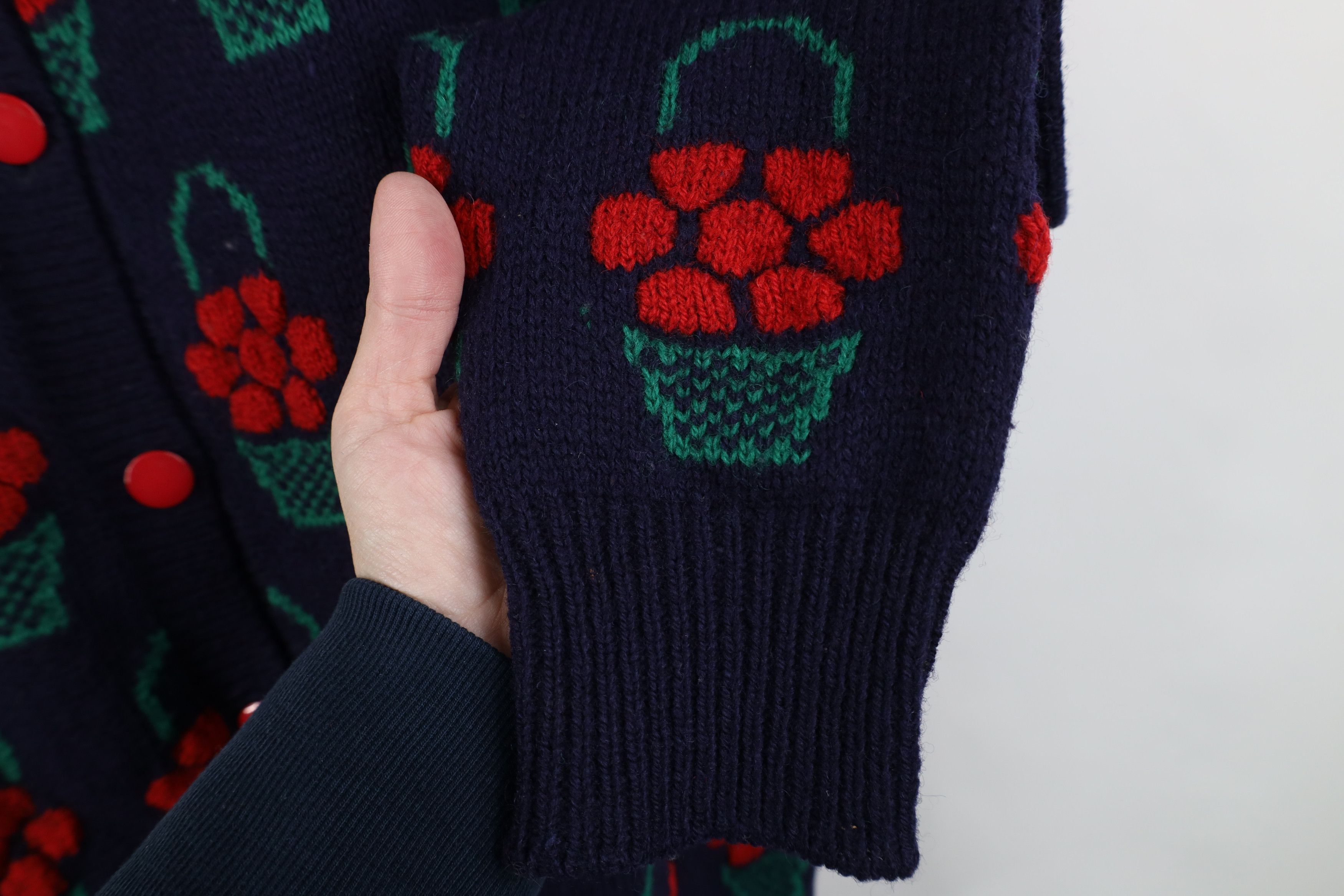 Vintage Vintage 90s Streetwear Basket Wool Knit Cardigan Sweater Size L / US 10 / IT 46 - 8 Thumbnail