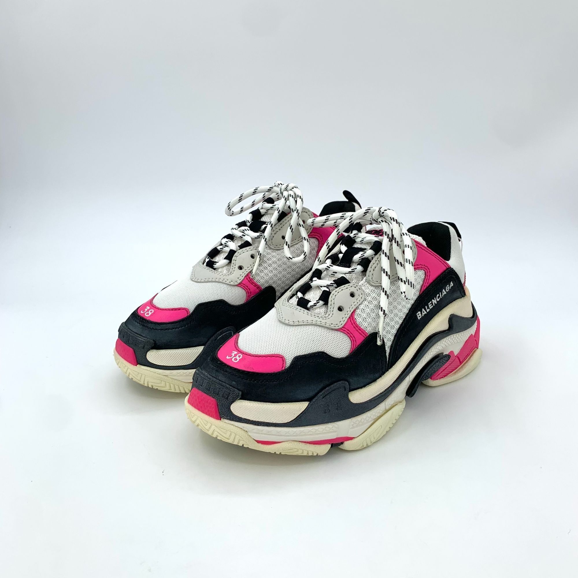 Balenciaga Balenciaga Triple S 38 Lace-Up Mesh & Leather Sneakers Pink/ Size US 8 / IT 38 - 1 Thumbnail