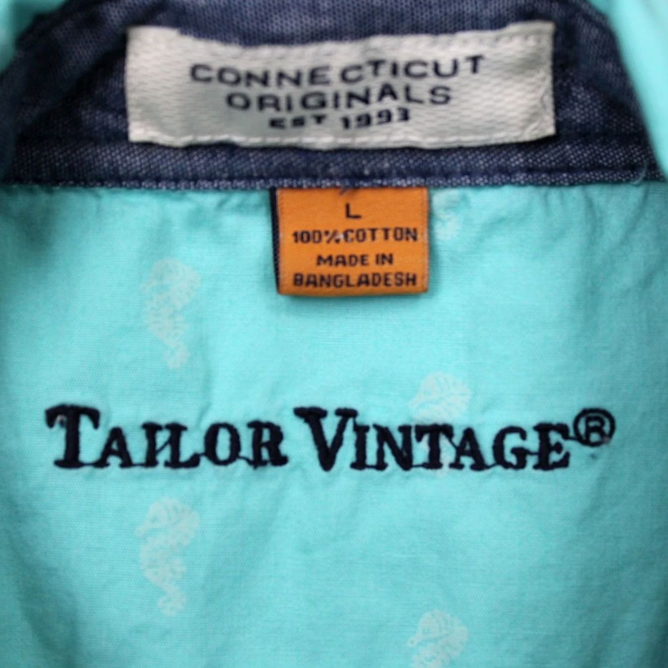 Vintage Tailor Vintage Blue Seahorse Print Cotton Shirt Mens Large Size US L / EU 52-54 / 3 - 7 Thumbnail
