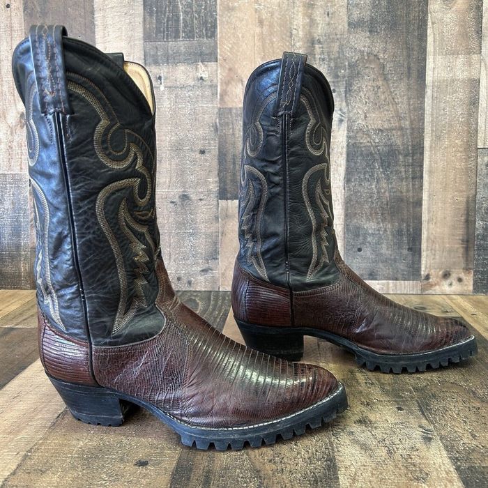Tony Lama San Saba Bottes de cowboy vintage en autruche à bout carré