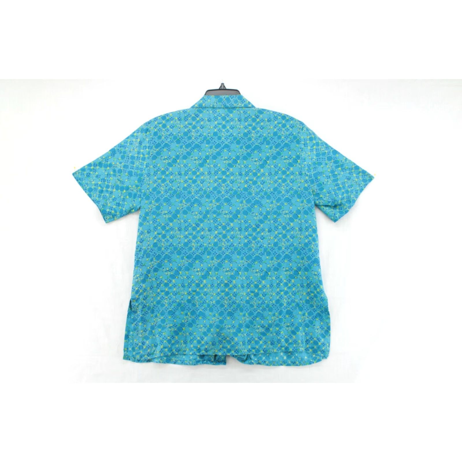 Worthington Worthington Blouse Womens Large Blue Green Silk Short Sleeve Y2K Shoulder Pads Shirt Womens L Blue Silk Short Sleeve Button-Up 90s Bohemian Preppy Size L / US 10 / IT 46 - 4 Thumbnail