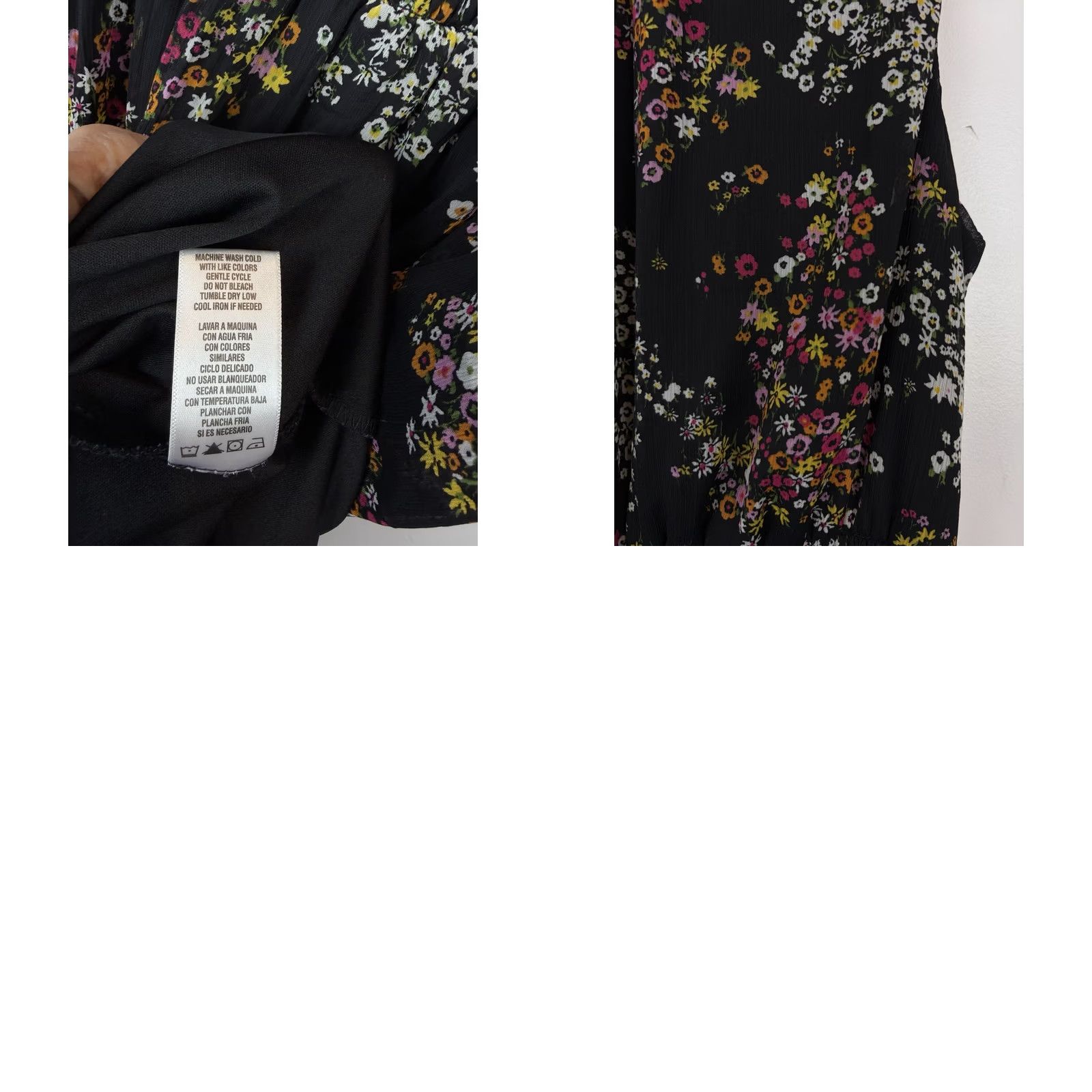 Vintage Sam and Jess Midi Dress Womens Large Black Floral Ruffle Lined Wedding Size L / US 10 / IT 46 - 9 Thumbnail